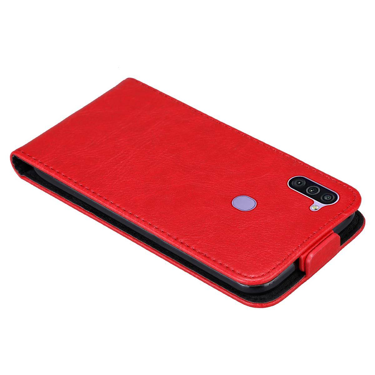 Cadorabo Hülle für Samsung Galaxy A11 / M11 Schutz Hülle in Rot Flip Etui Handyhülle Case Cover