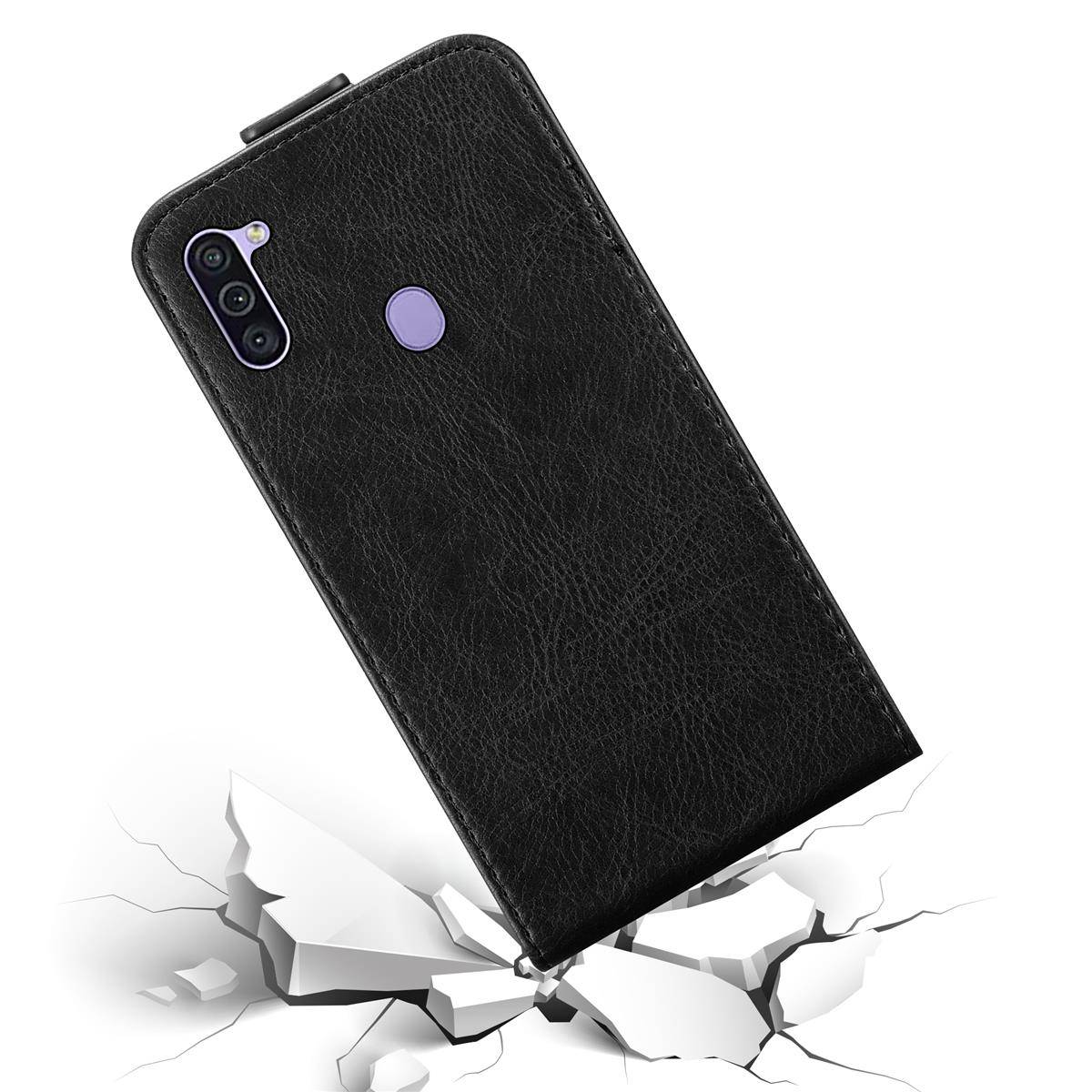 Cadorabo Hülle für Samsung Galaxy A11 / M11 Schutz Hülle in Schwarz Flip Etui Handyhülle Case Cover