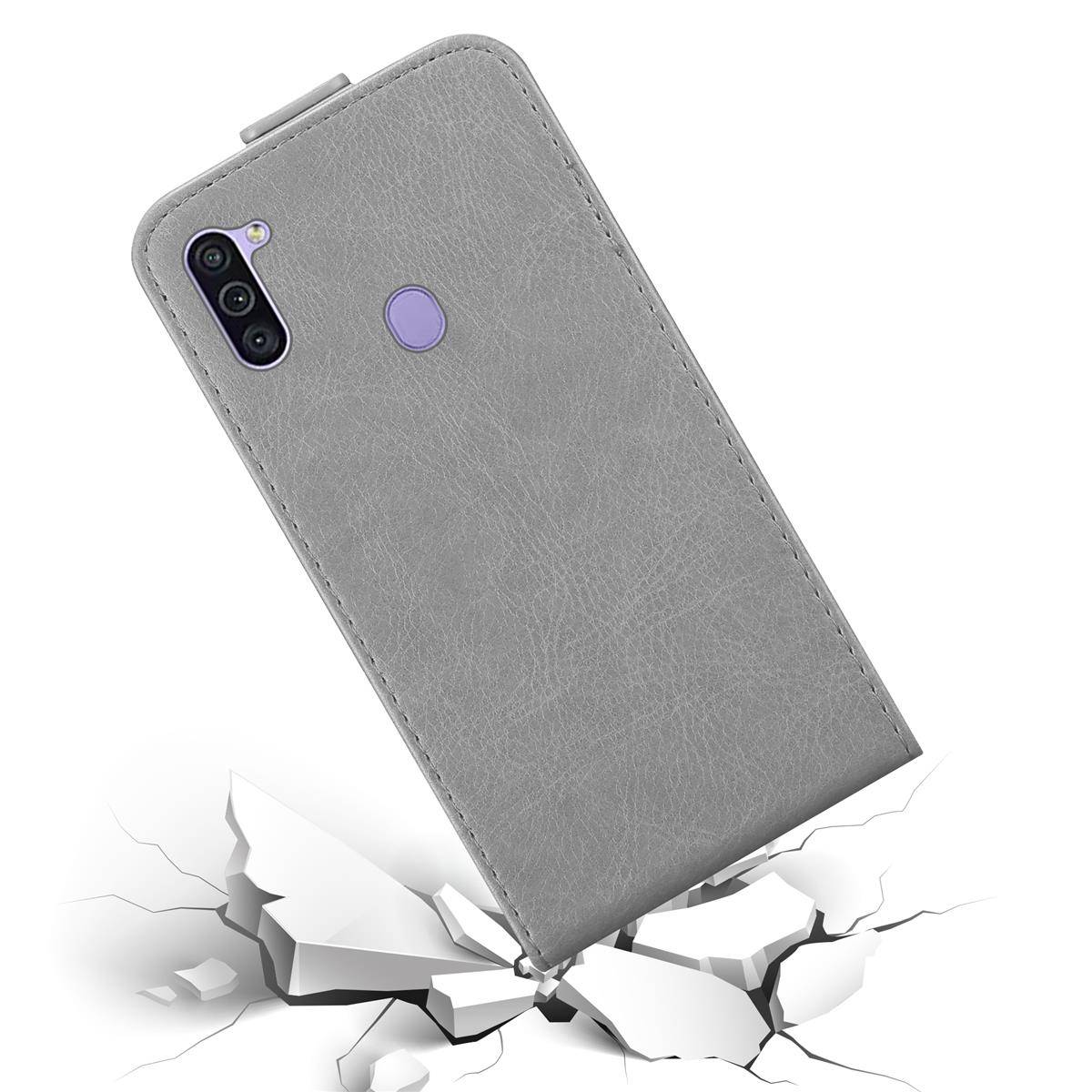 Cadorabo Hülle für Samsung Galaxy A11 / M11 Schutz Hülle in Grau Flip Etui Handyhülle Case Cover