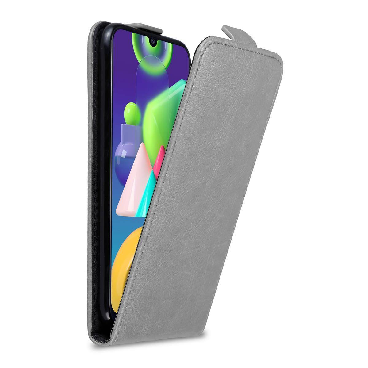 Cadorabo Hülle für Samsung Galaxy M31 Schutz Hülle in Grau Flip Etui Handyhülle Case Cover