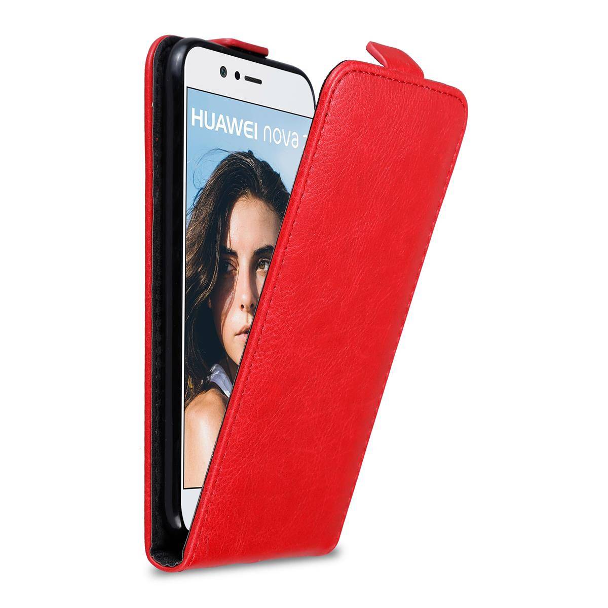 Cadorabo Hülle für Huawei NOVA 2 Schutz Hülle in Rot Flip Etui Handyhülle Case Cover