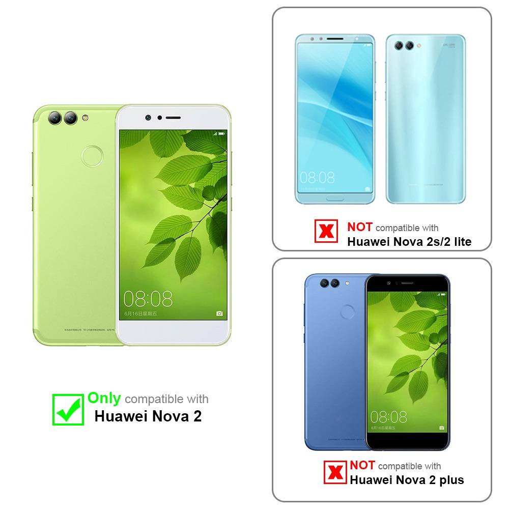 Cadorabo Hülle für Huawei NOVA 2 Schutz Hülle in Rot Flip Etui Handyhülle Case Cover