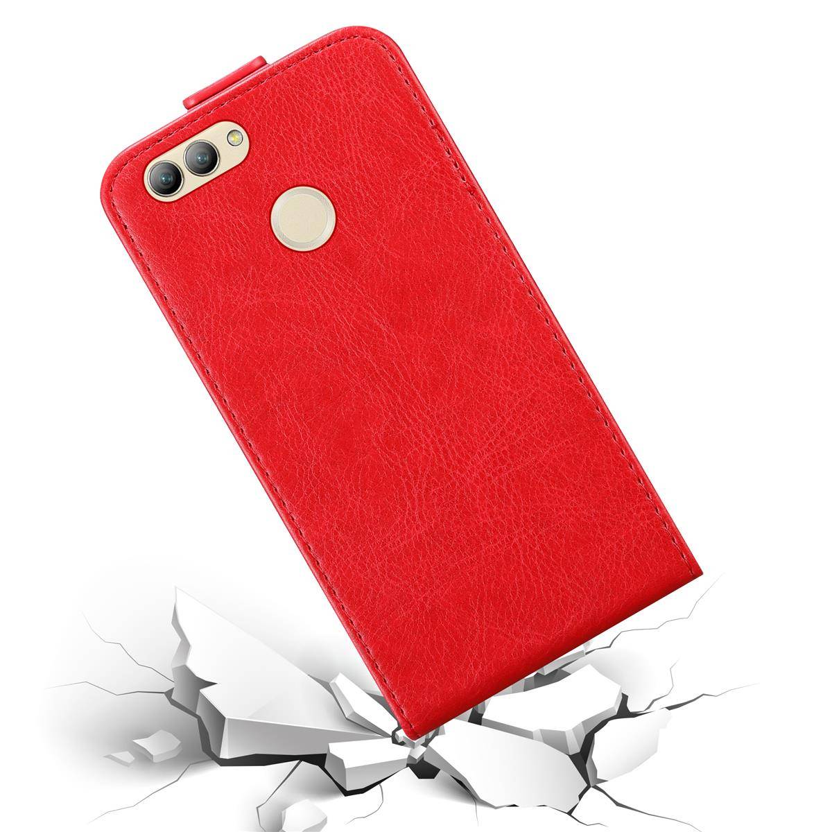 Cadorabo Hülle für Huawei NOVA 2 Schutz Hülle in Rot Flip Etui Handyhülle Case Cover