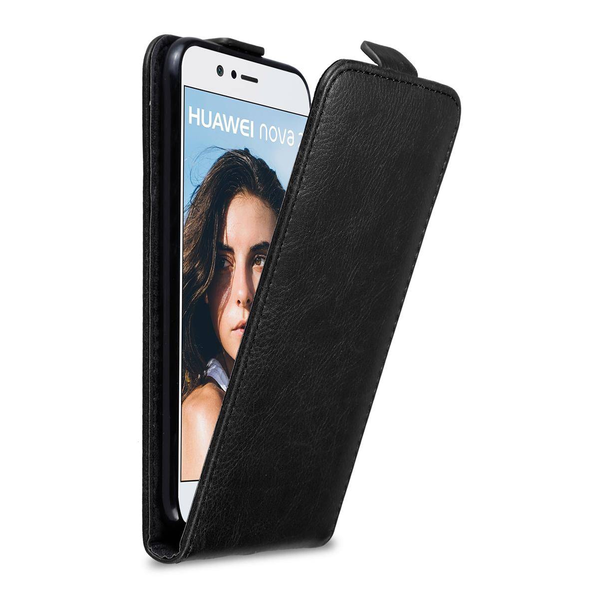 Cadorabo Hülle für Huawei NOVA 2 Schutz Hülle in Schwarz Flip Etui Handyhülle Case Cover