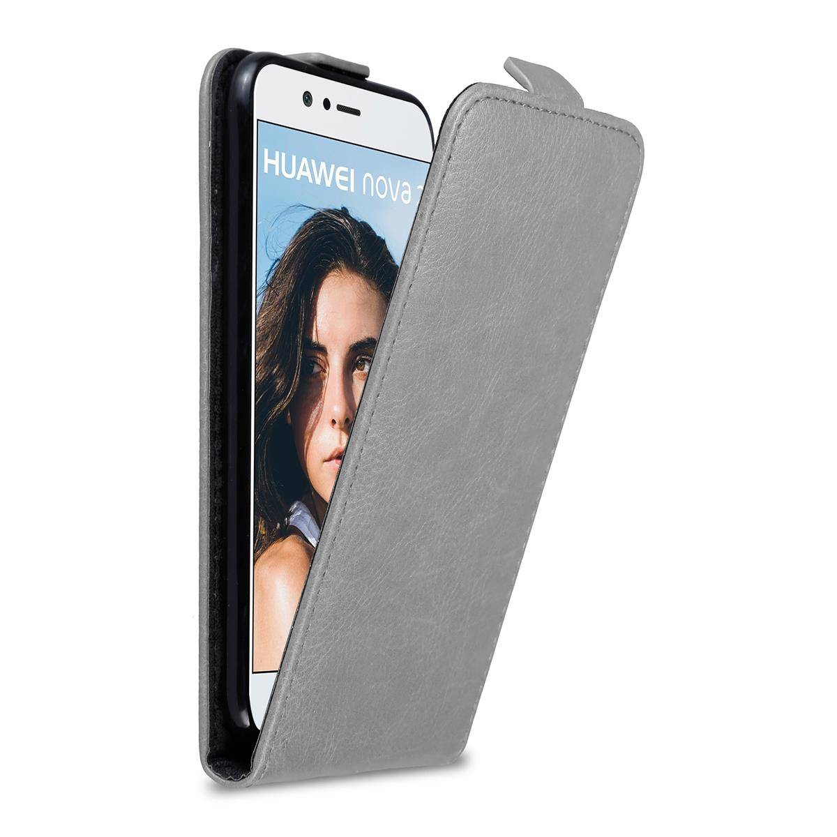 Cadorabo Hülle für Huawei NOVA 2 Schutz Hülle in Grau Flip Etui Handyhülle Case Cover