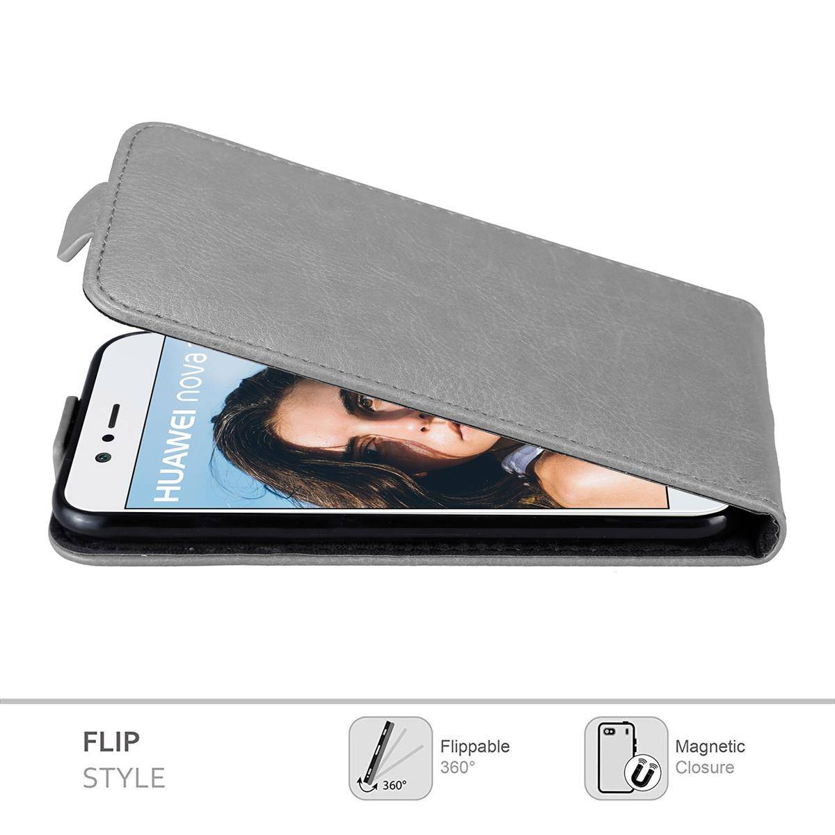 Cadorabo Hülle für Huawei NOVA 2 Schutz Hülle in Grau Flip Etui Handyhülle Case Cover