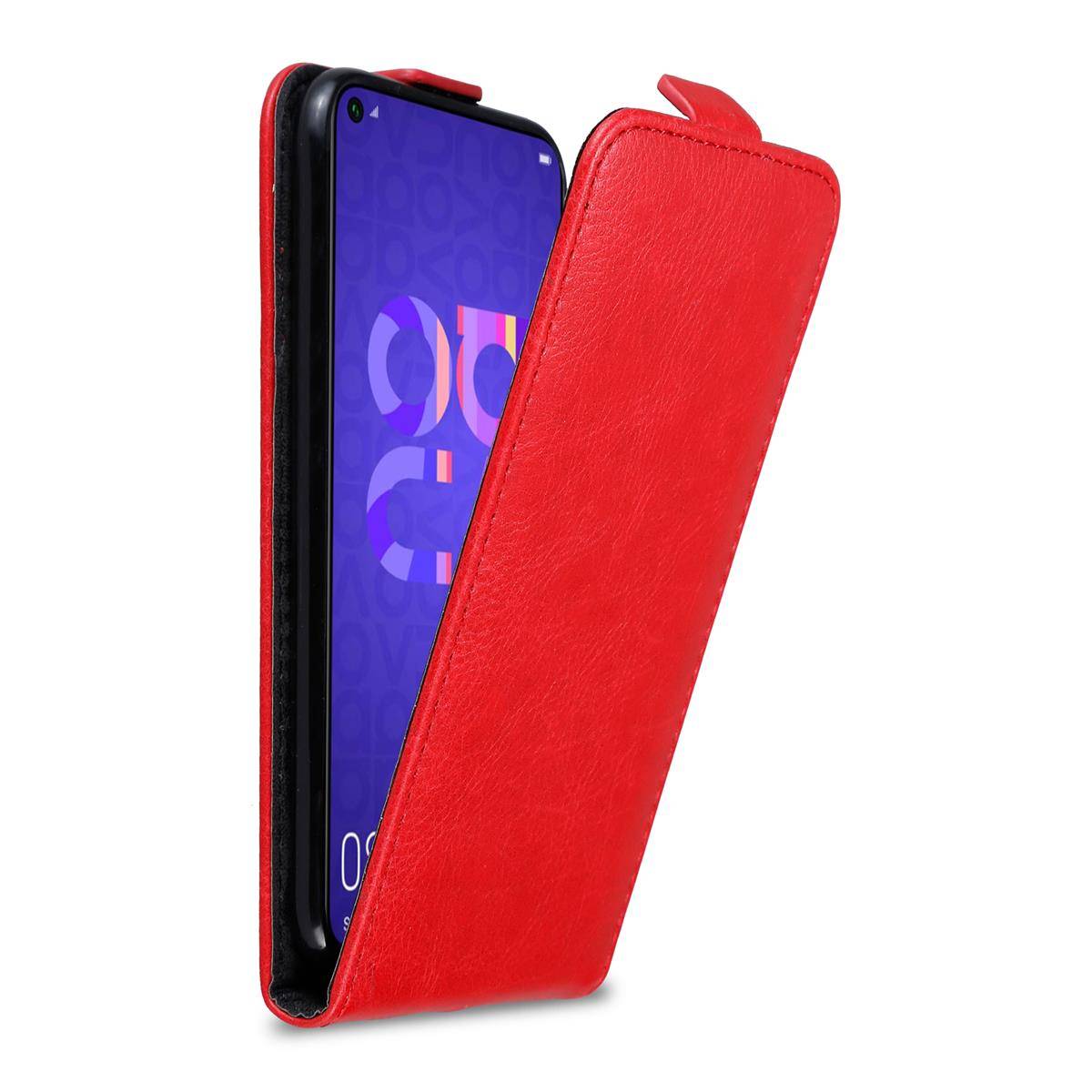 Cadorabo Hülle für Honor 20 / 20S / Huawei NOVA 5T Schutz Hülle in Rot Flip Etui Handyhülle Case Cover