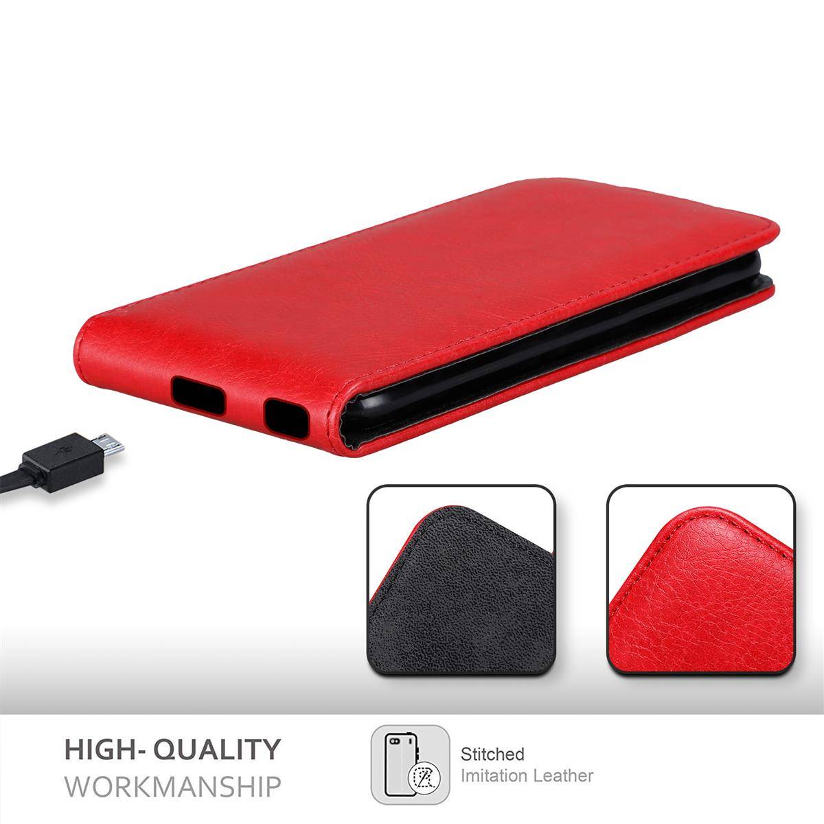Cadorabo Hülle für Honor 20 / 20S / Huawei NOVA 5T Schutz Hülle in Rot Flip Etui Handyhülle Case Cover