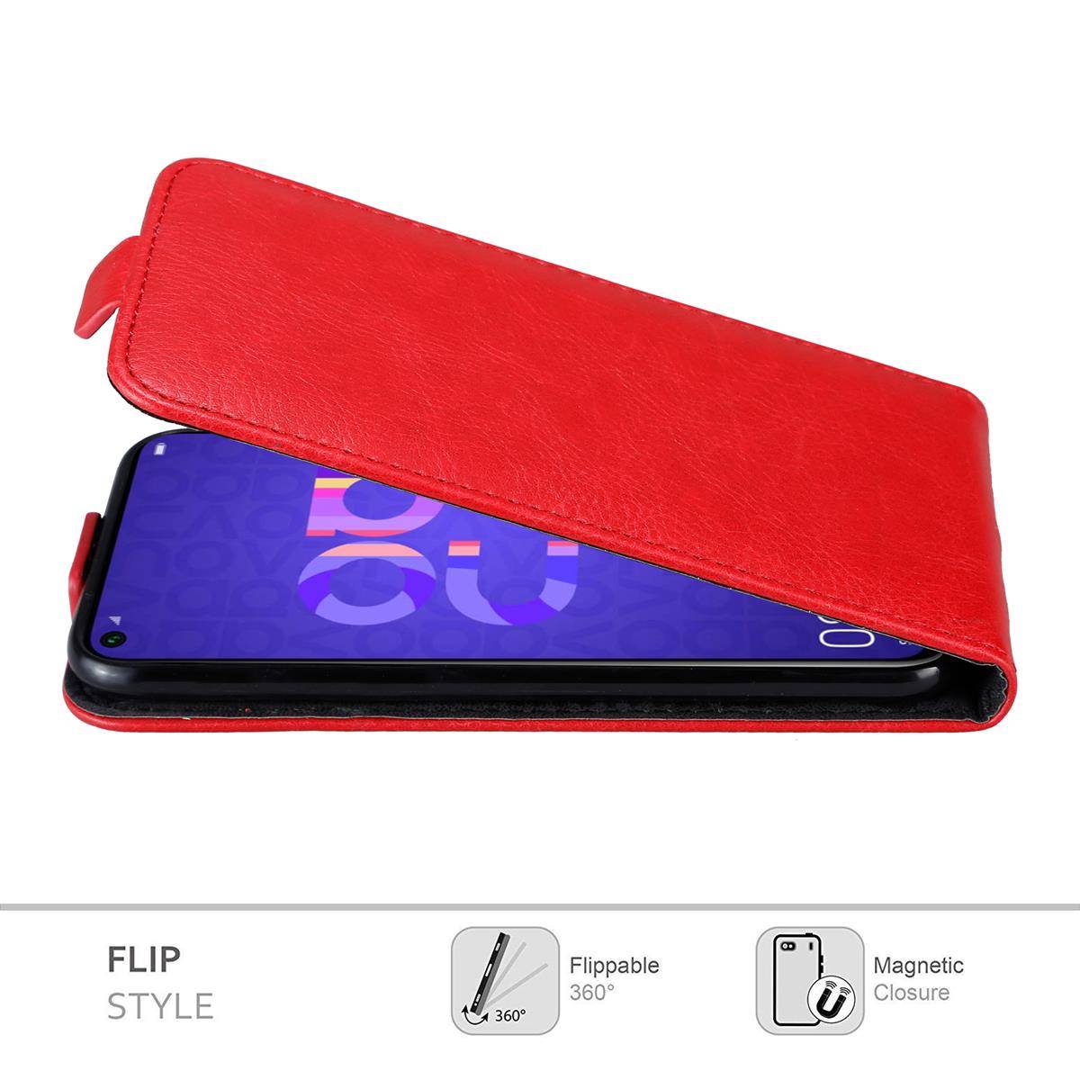 Cadorabo Hülle für Honor 20 / 20S / Huawei NOVA 5T Schutz Hülle in Rot Flip Etui Handyhülle Case Cover