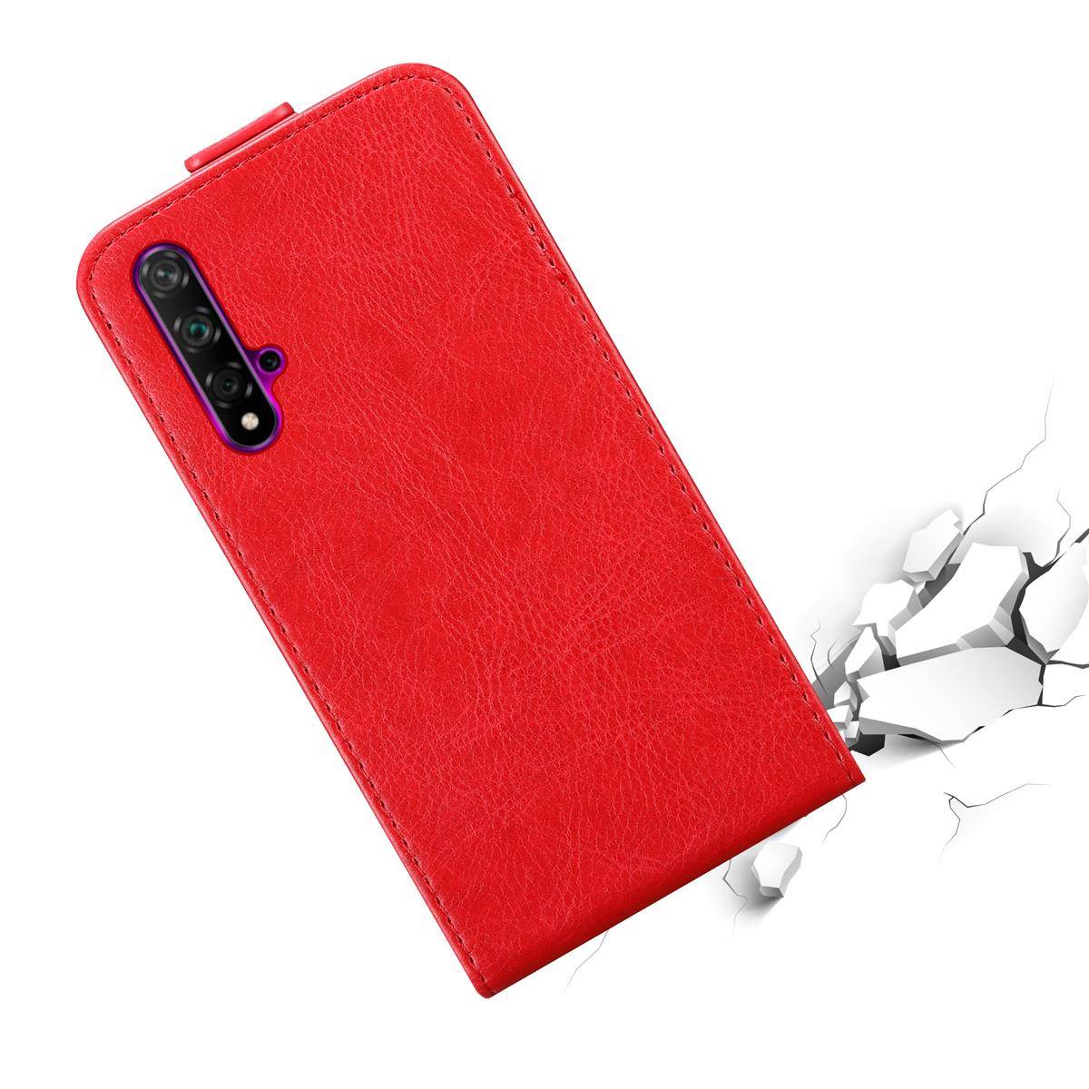 Cadorabo Hülle für Honor 20 / 20S / Huawei NOVA 5T Schutz Hülle in Rot Flip Etui Handyhülle Case Cover