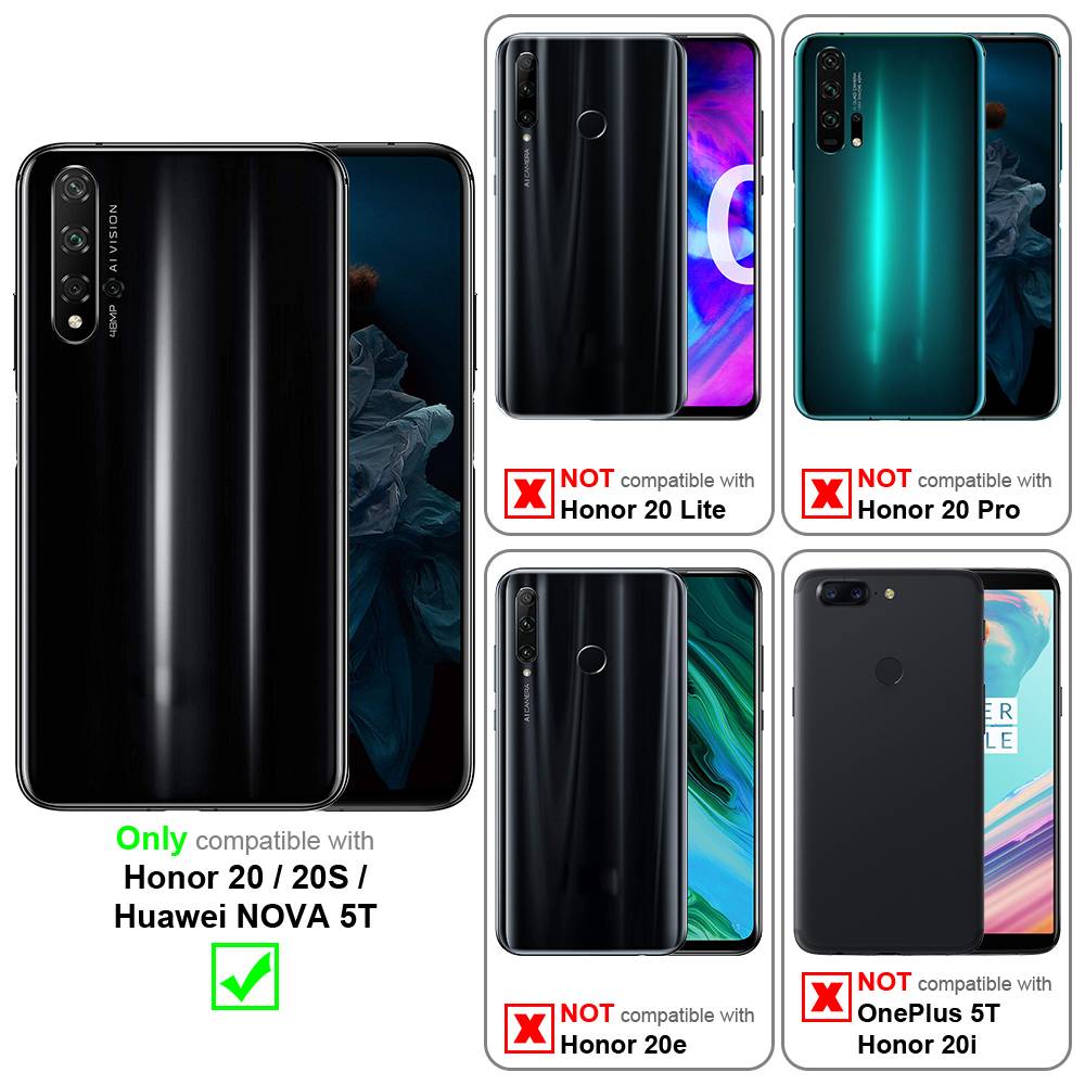Cadorabo Hülle für Honor 20 / 20S / Huawei NOVA 5T Schutz Hülle in Schwarz Flip Etui Handyhülle Case Cover