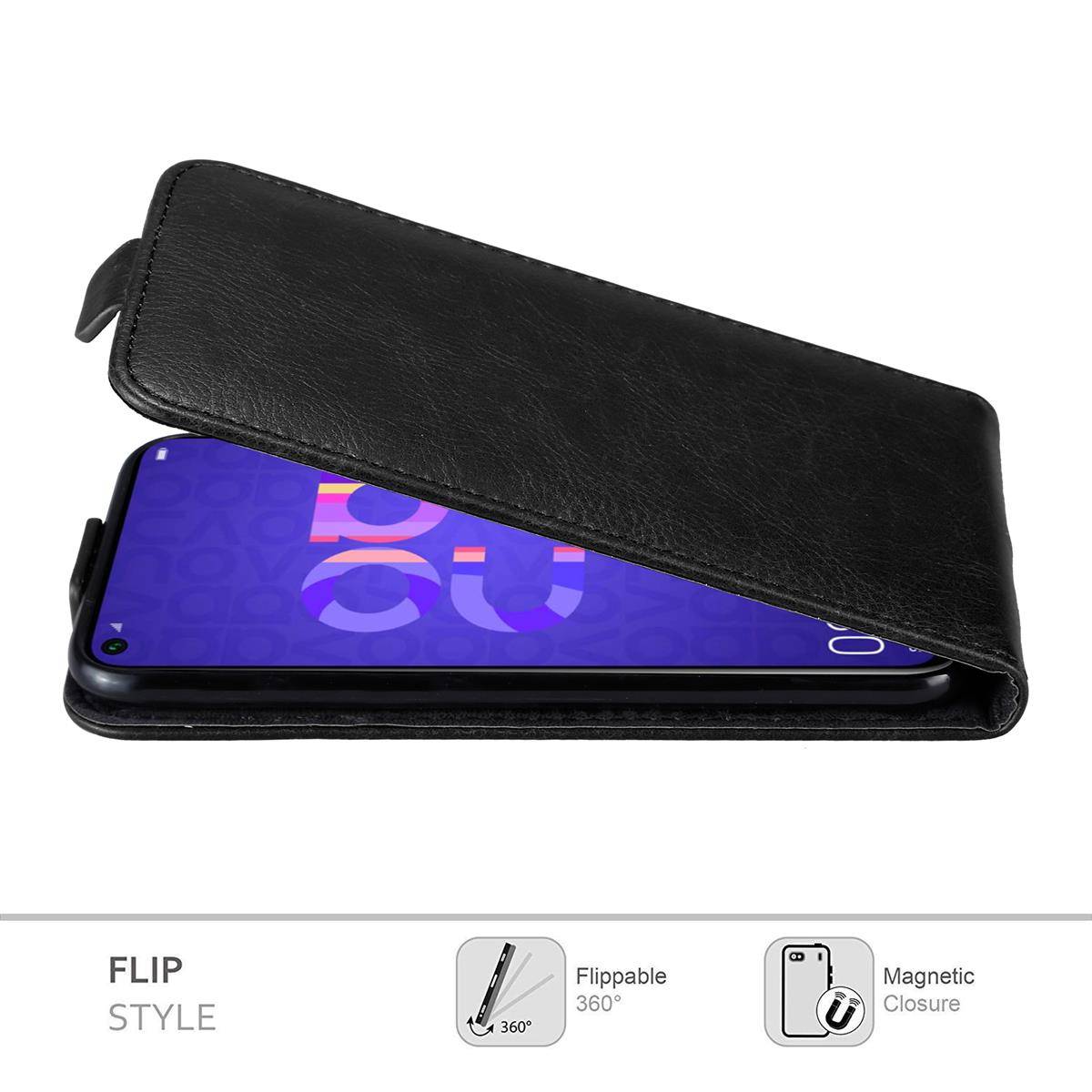 Cadorabo Hülle für Honor 20 / 20S / Huawei NOVA 5T Schutz Hülle in Schwarz Flip Etui Handyhülle Case Cover