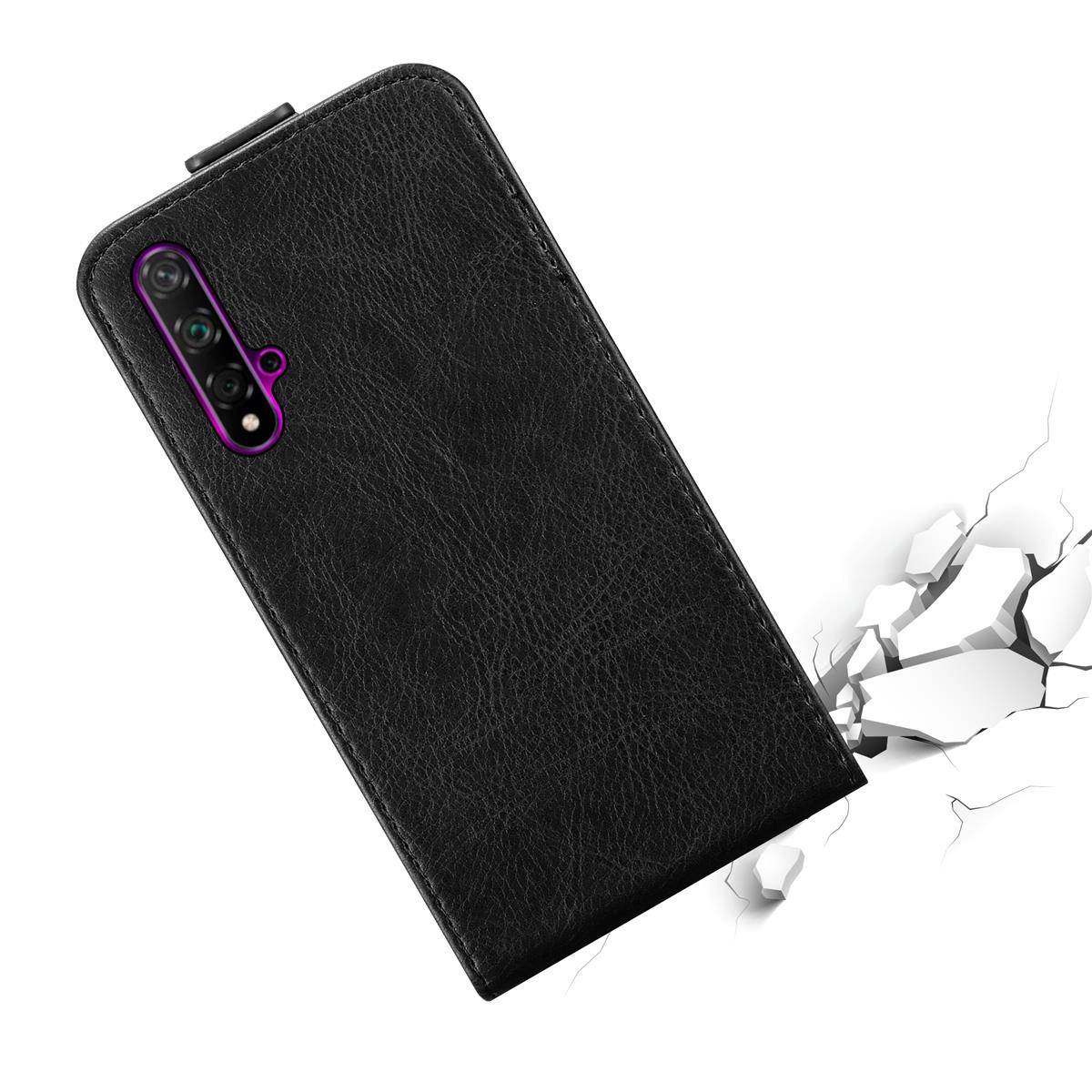 Cadorabo Hülle für Honor 20 / 20S / Huawei NOVA 5T Schutz Hülle in Schwarz Flip Etui Handyhülle Case Cover