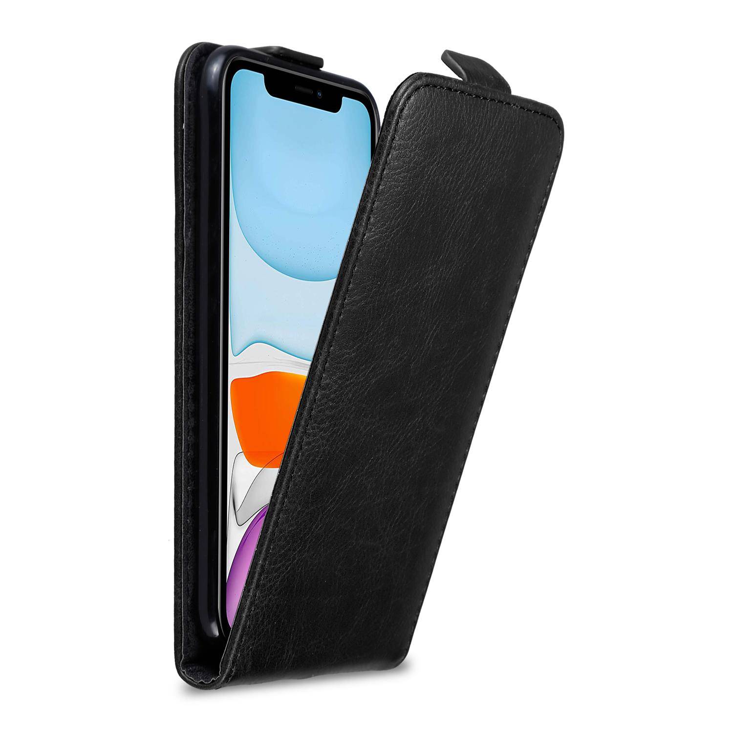 Cadorabo Hülle für Apple iPhone 11 Schutz Hülle in Schwarz Flip Etui Handyhülle Case Cover