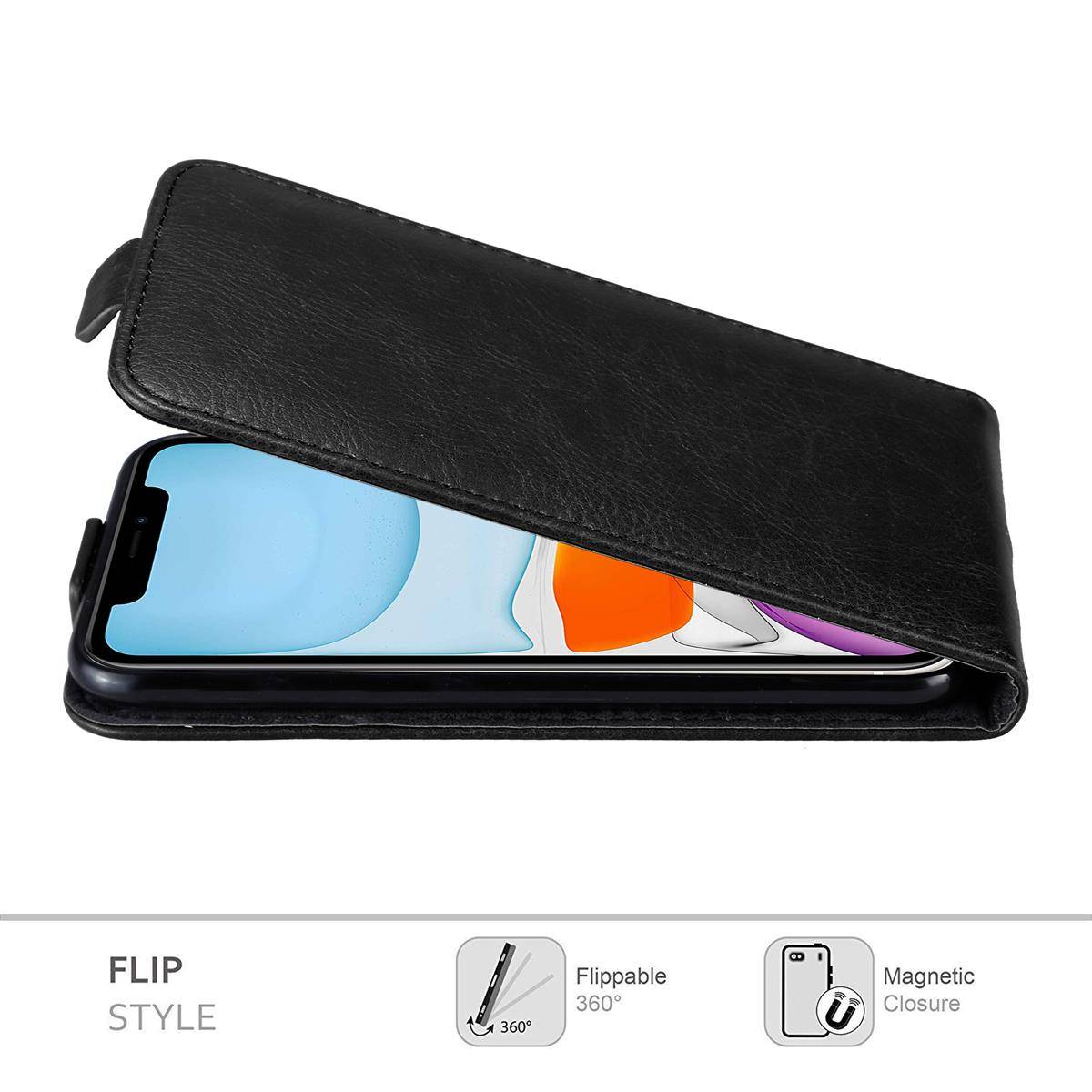Cadorabo Hülle für Apple iPhone 11 Schutz Hülle in Schwarz Flip Etui Handyhülle Case Cover