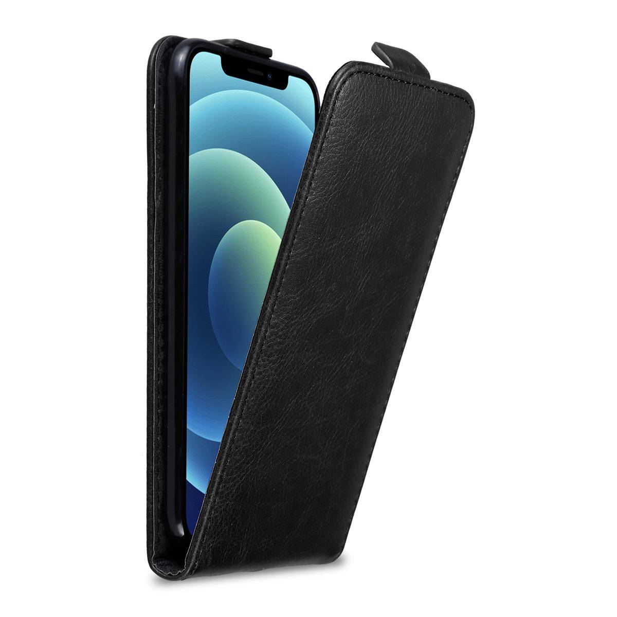 Cadorabo Hülle für Apple iPhone 12 / 12 PRO Schutz Hülle in Schwarz Flip Etui Handyhülle Case Cover