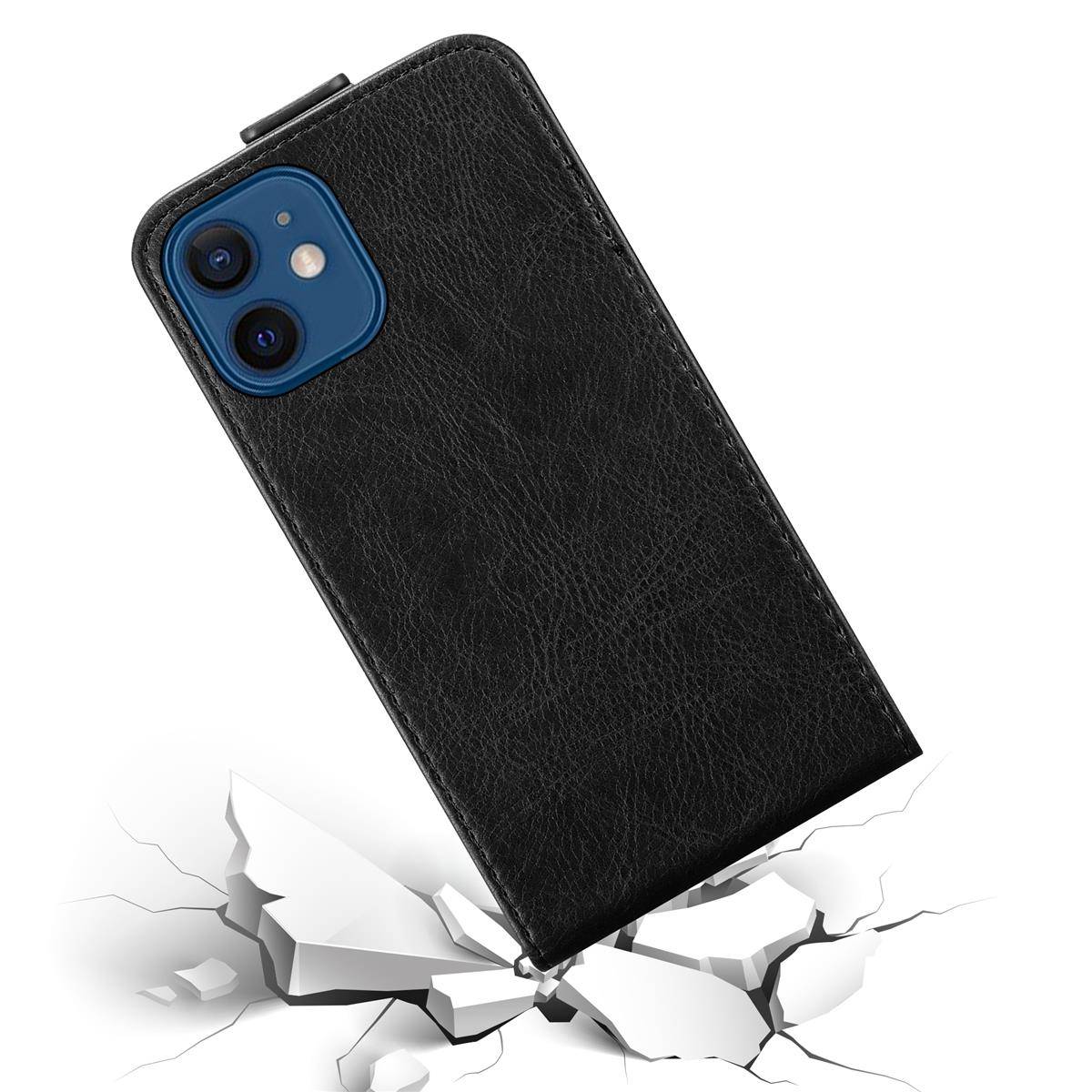 Cadorabo Hülle für Apple iPhone 12 / 12 PRO Schutz Hülle in Schwarz Flip Etui Handyhülle Case Cover