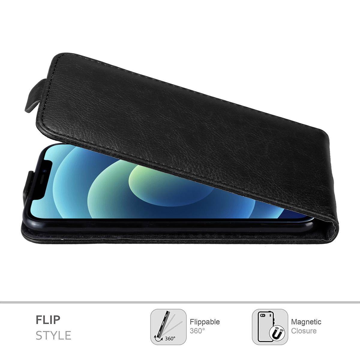 Cadorabo Hülle für Apple iPhone 12 / 12 PRO Schutz Hülle in Schwarz Flip Etui Handyhülle Case Cover