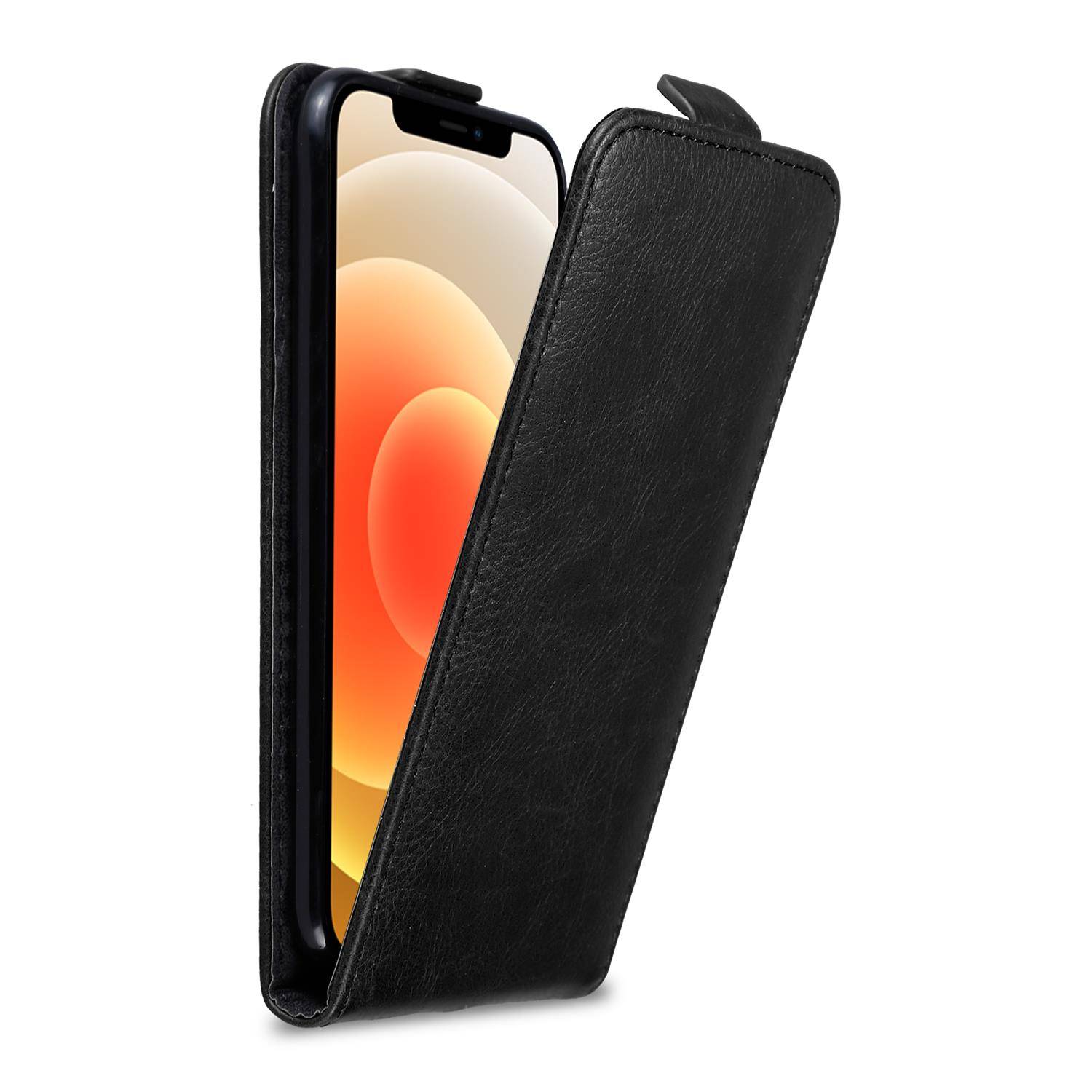 Cadorabo Hülle für Apple iPhone 12 MINI Schutz Hülle in Schwarz Flip Etui Handyhülle Case Cover