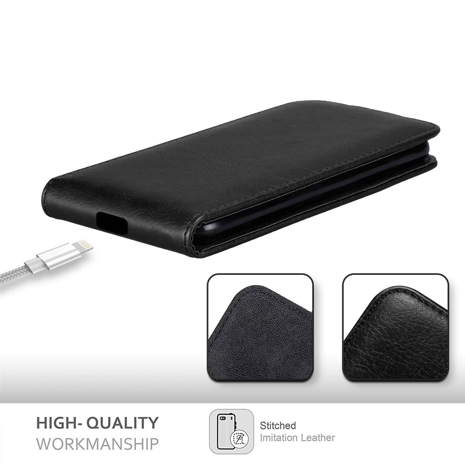 Cadorabo Hülle für Apple iPhone 12 MINI Schutz Hülle in Schwarz Flip Etui Handyhülle Case Cover