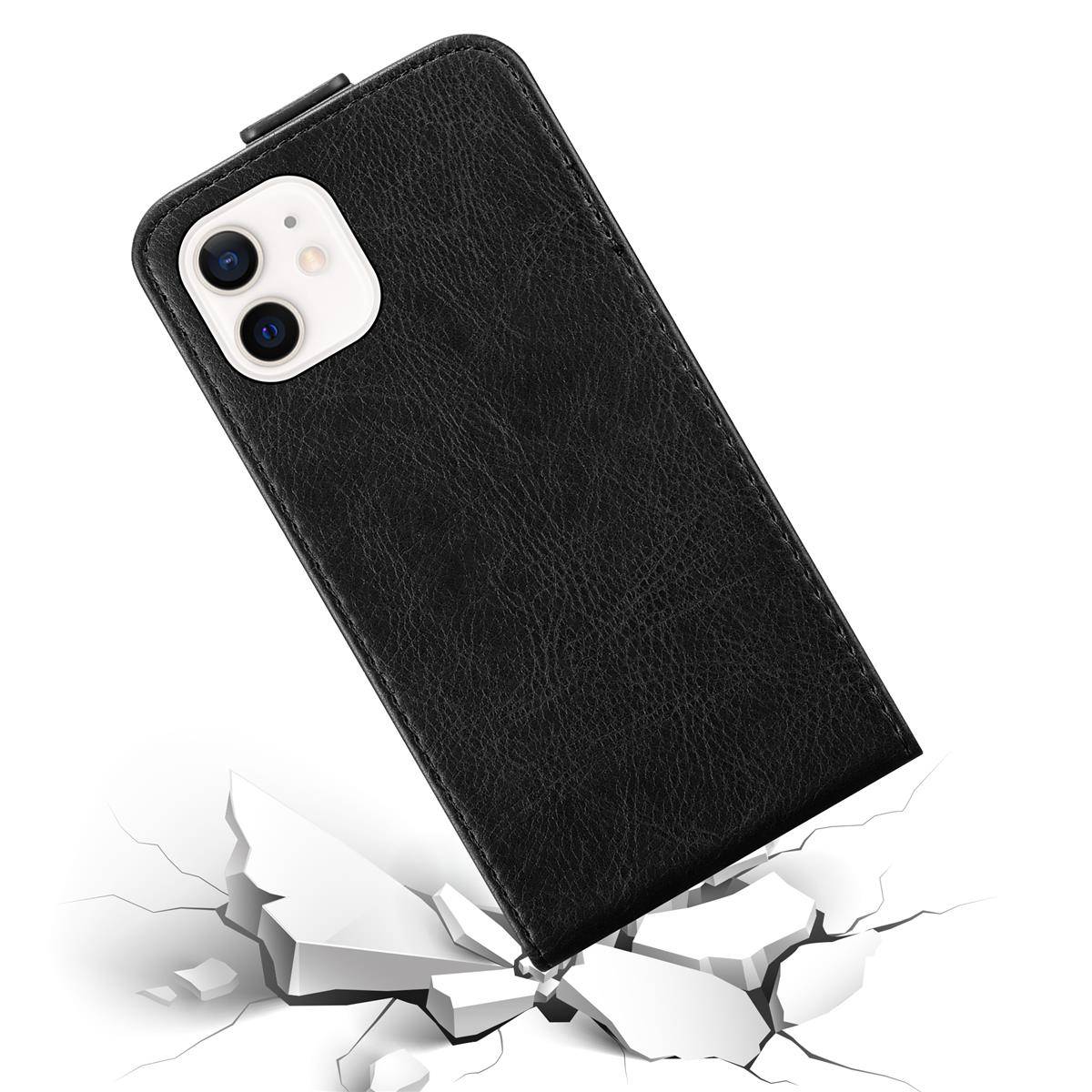 Cadorabo Hülle für Apple iPhone 12 MINI Schutz Hülle in Schwarz Flip Etui Handyhülle Case Cover