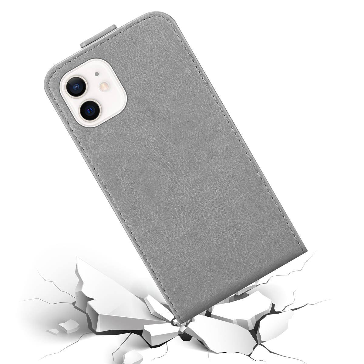 Cadorabo Hülle für Apple iPhone 12 MINI Schutz Hülle in Grau Flip Etui Handyhülle Case Cover