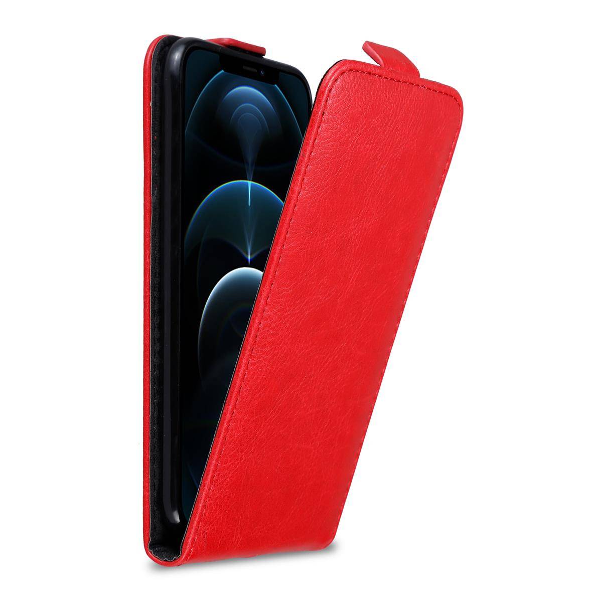 Cadorabo Hülle für Apple iPhone 12 PRO MAX Schutz Hülle in Rot Flip Etui Handyhülle Case Cover