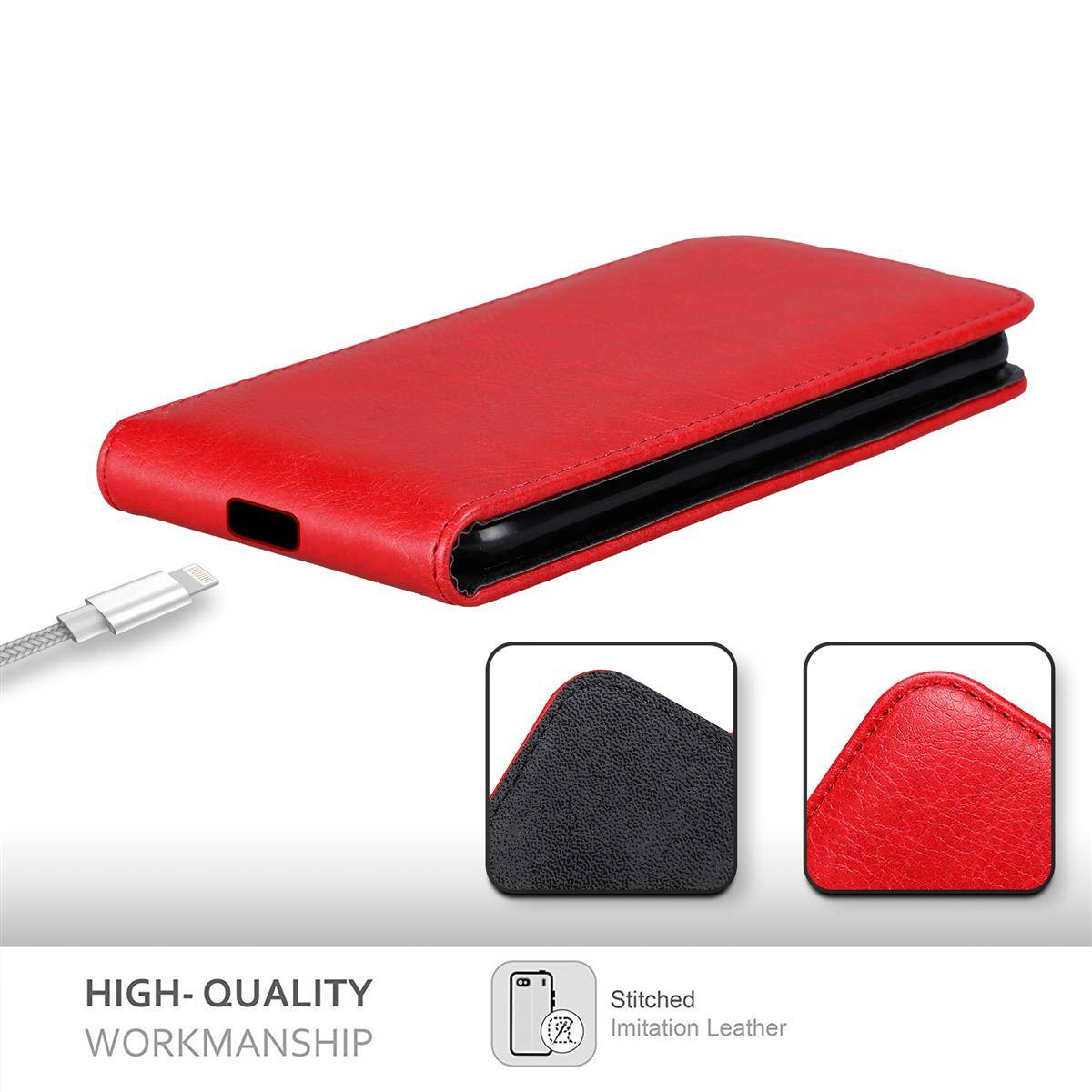 Cadorabo Hülle für Apple iPhone 12 PRO MAX Schutz Hülle in Rot Flip Etui Handyhülle Case Cover