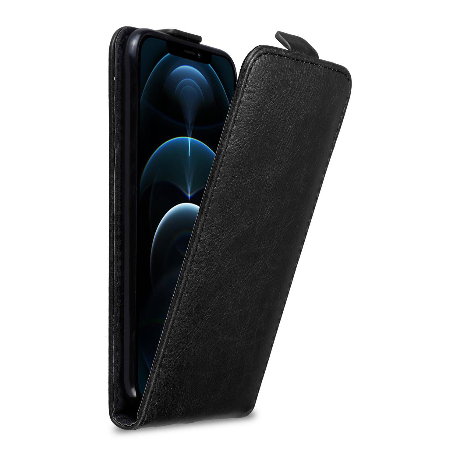 Cadorabo Hülle für Apple iPhone 12 PRO MAX Schutz Hülle in Schwarz Flip Etui Handyhülle Case Cover