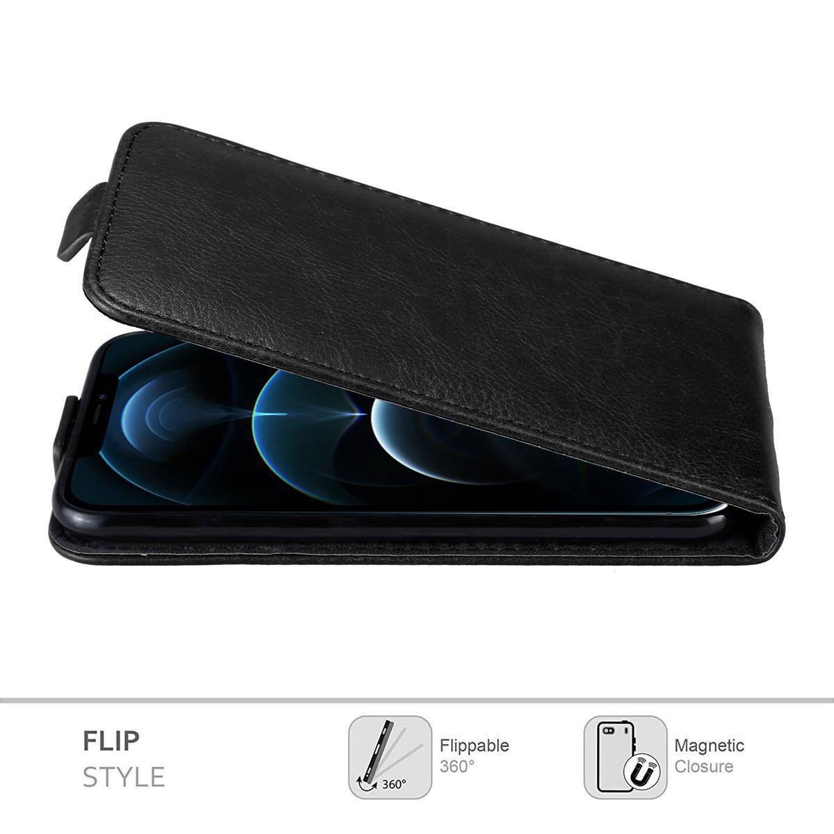 Cadorabo Hülle für Apple iPhone 12 PRO MAX Schutz Hülle in Schwarz Flip Etui Handyhülle Case Cover