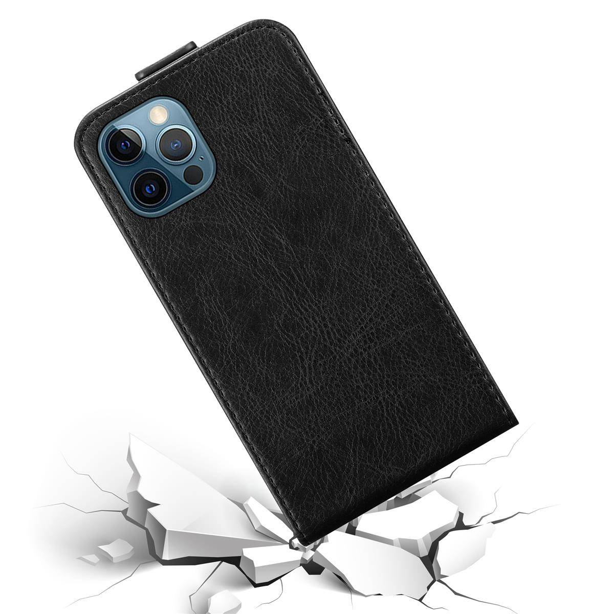 Cadorabo Hülle für Apple iPhone 12 PRO MAX Schutz Hülle in Schwarz Flip Etui Handyhülle Case Cover