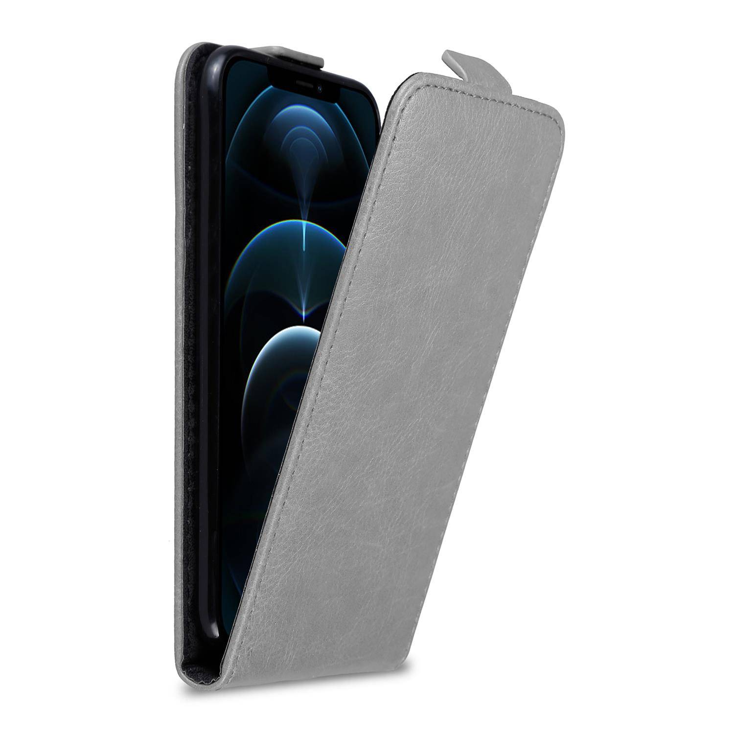 Cadorabo Hülle für Apple iPhone 12 PRO MAX Schutz Hülle in Grau Flip Etui Handyhülle Case Cover