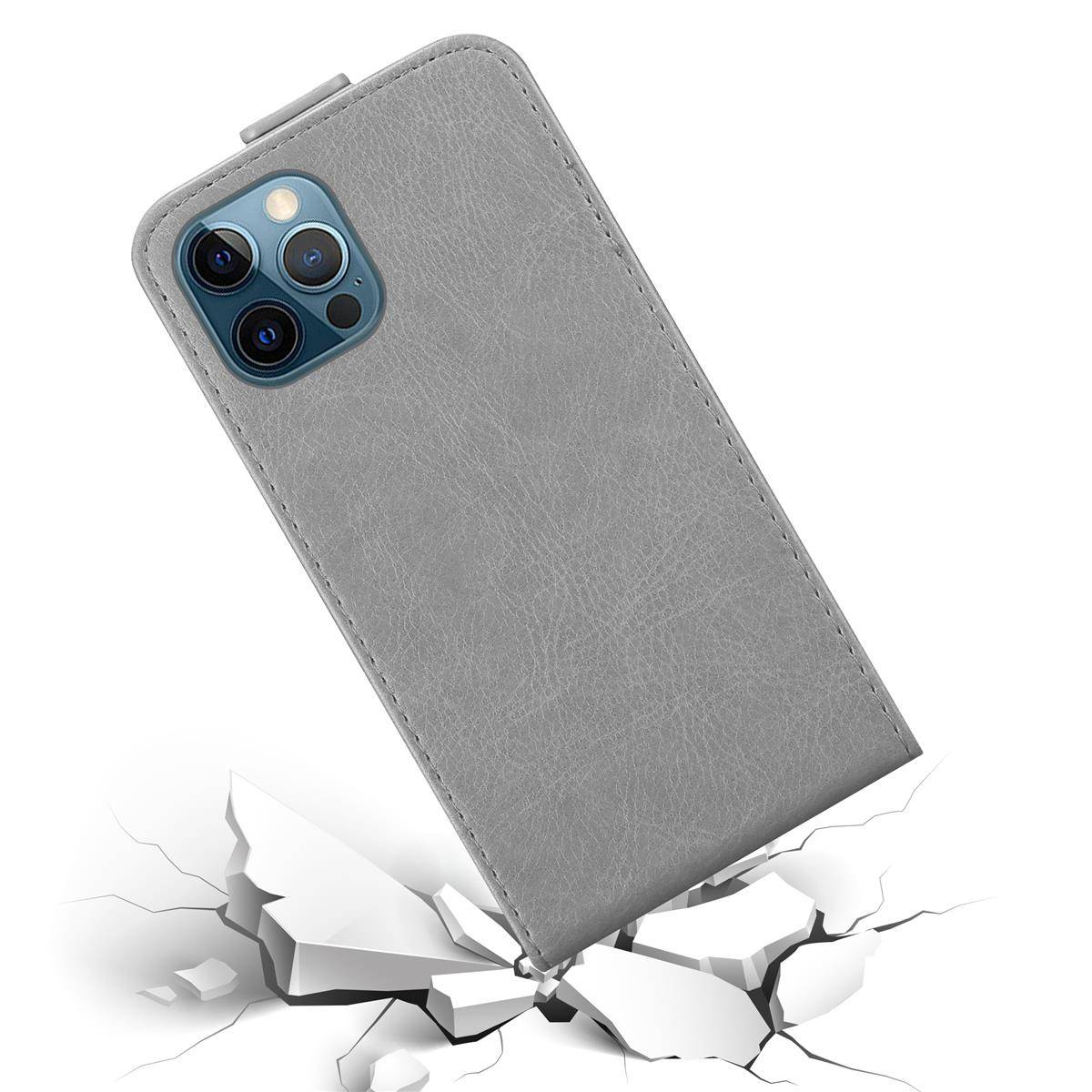Cadorabo Hülle für Apple iPhone 12 PRO MAX Schutz Hülle in Grau Flip Etui Handyhülle Case Cover