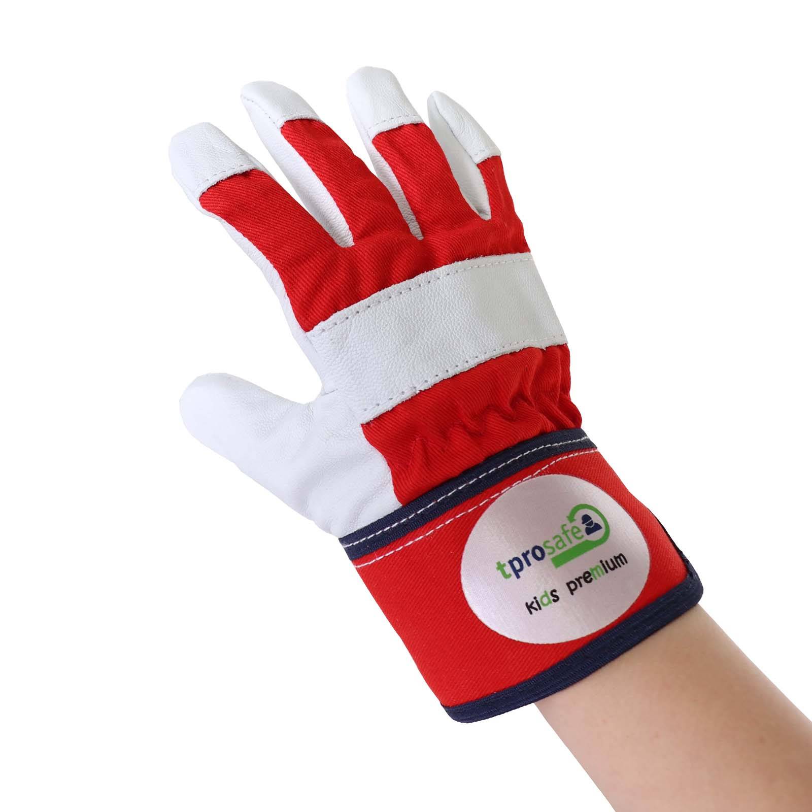 tprosafe Kinderhandschuhe kids premium rot-grau
