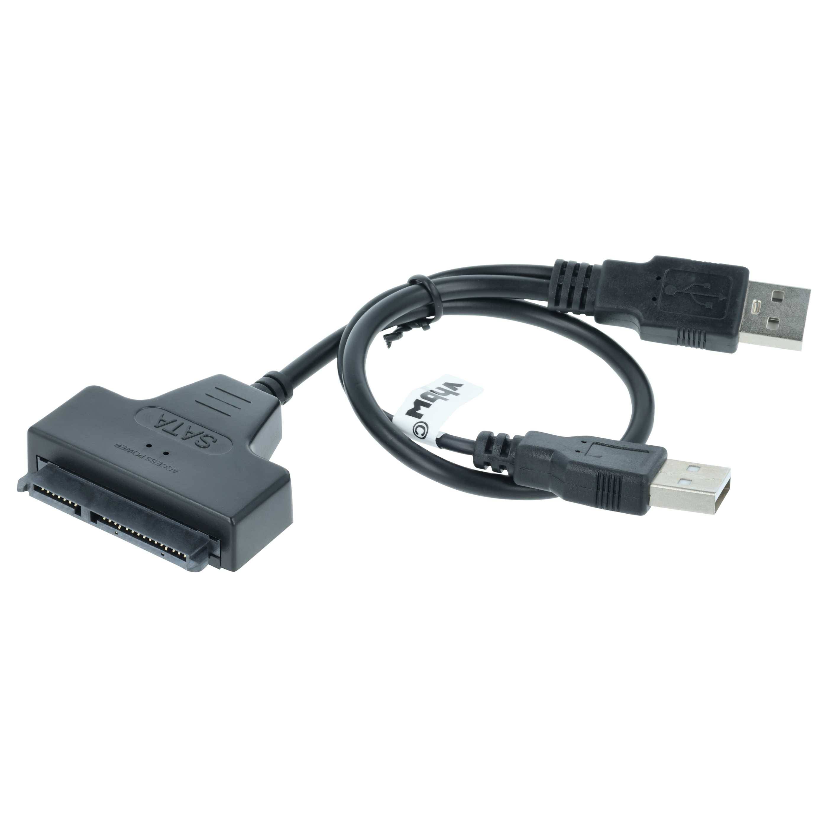 vhbw SATA zu USB Adapter, Anschlusskabel für 2'5" HDD Festplatten - Festplattenkabel, Plug & Play Fähig, Schwarz