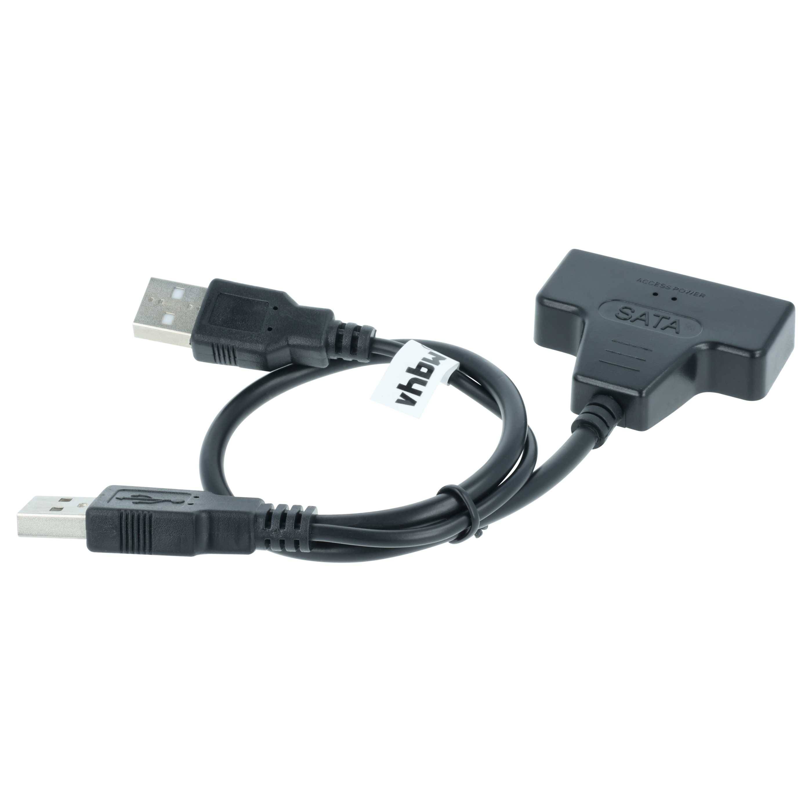 vhbw SATA zu USB Adapter, Anschlusskabel für 2'5" HDD Festplatten - Festplattenkabel, Plug & Play Fähig, Schwarz