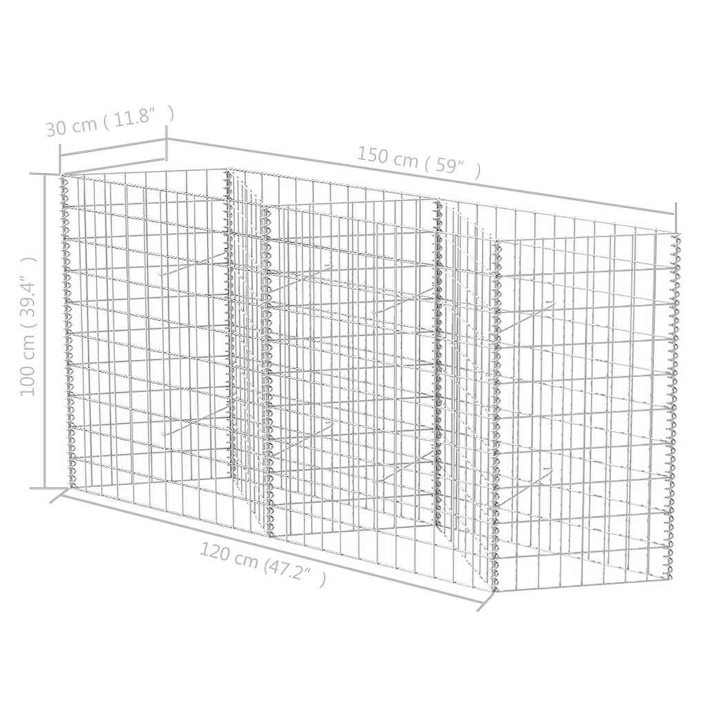 vidaXL Gabionenkorb Pflanzkasten Gemüse-Hochbeet Stahl 120×30×100 cm