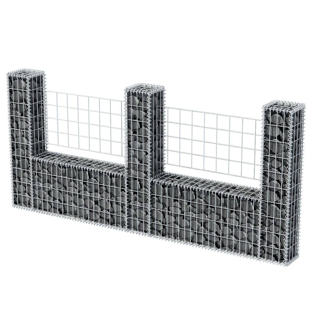 vidaXL Gabionenkorb U-Form Stahl 240×20×100 cm
