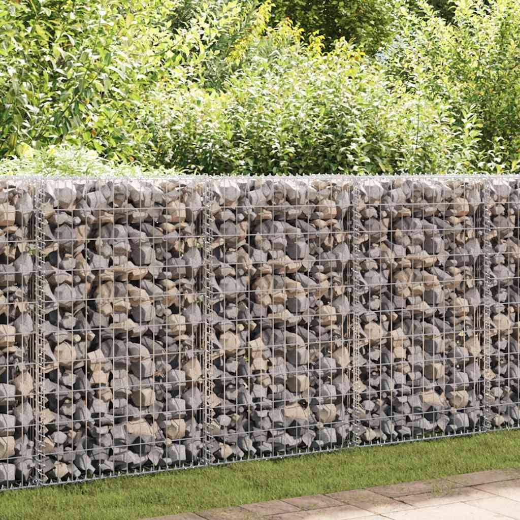 vidaXL Gabionenwand mit Abdeckung Verzinkter Stahl 80×20×100 cm
