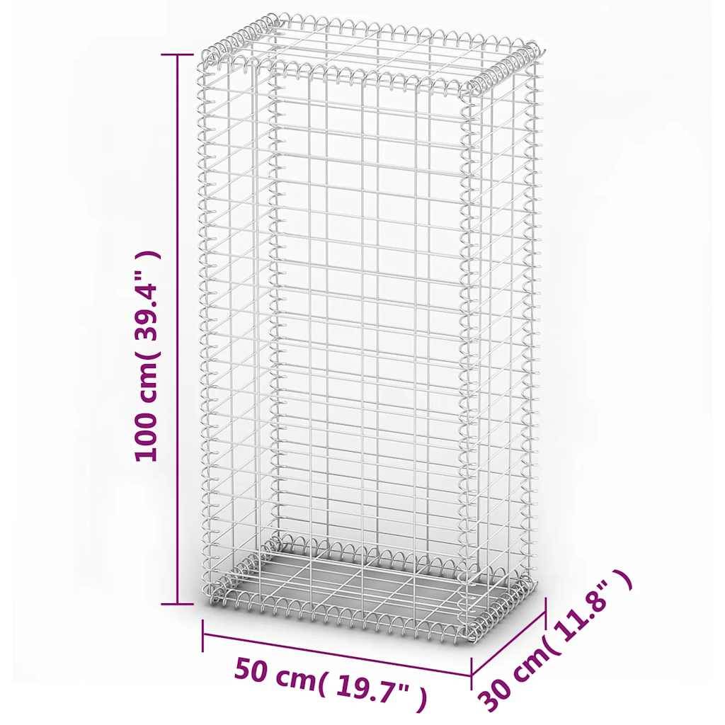 vidaXL Steinkorb Gabione mit Deckeln Verzinkter Draht 100×50×30 cm