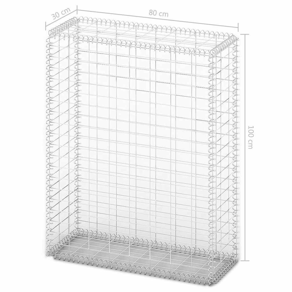 vidaXL Steinkorb Gabione mit Deckeln Verzinkter Draht 100×80×30 cm