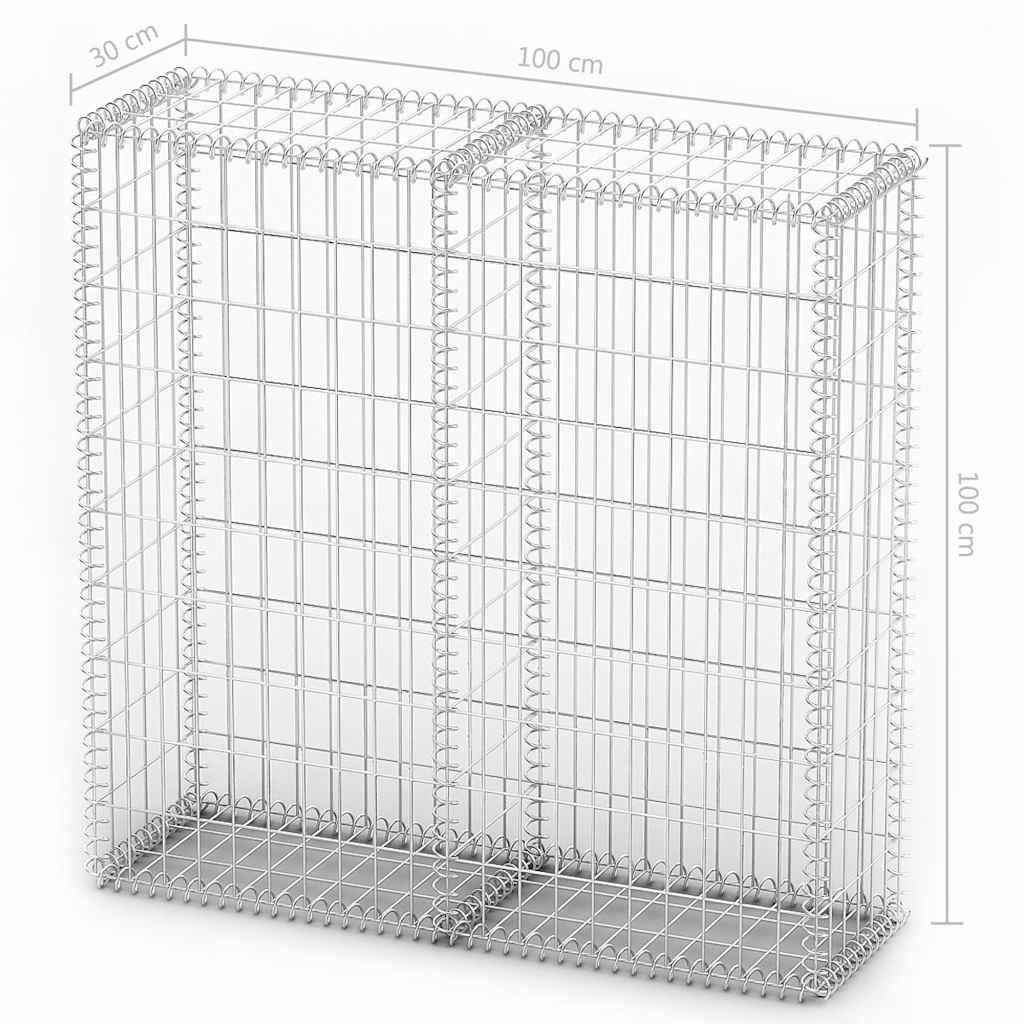 vidaXL Steinkorb Gabione mit Deckeln Verzinkter Draht 100×100×30 cm