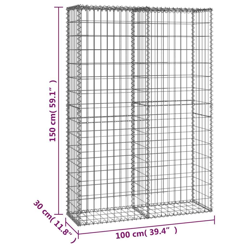 vidaXL Steinkorb Gabione mit Deckeln Verzinkter Draht 150×100×30 cm