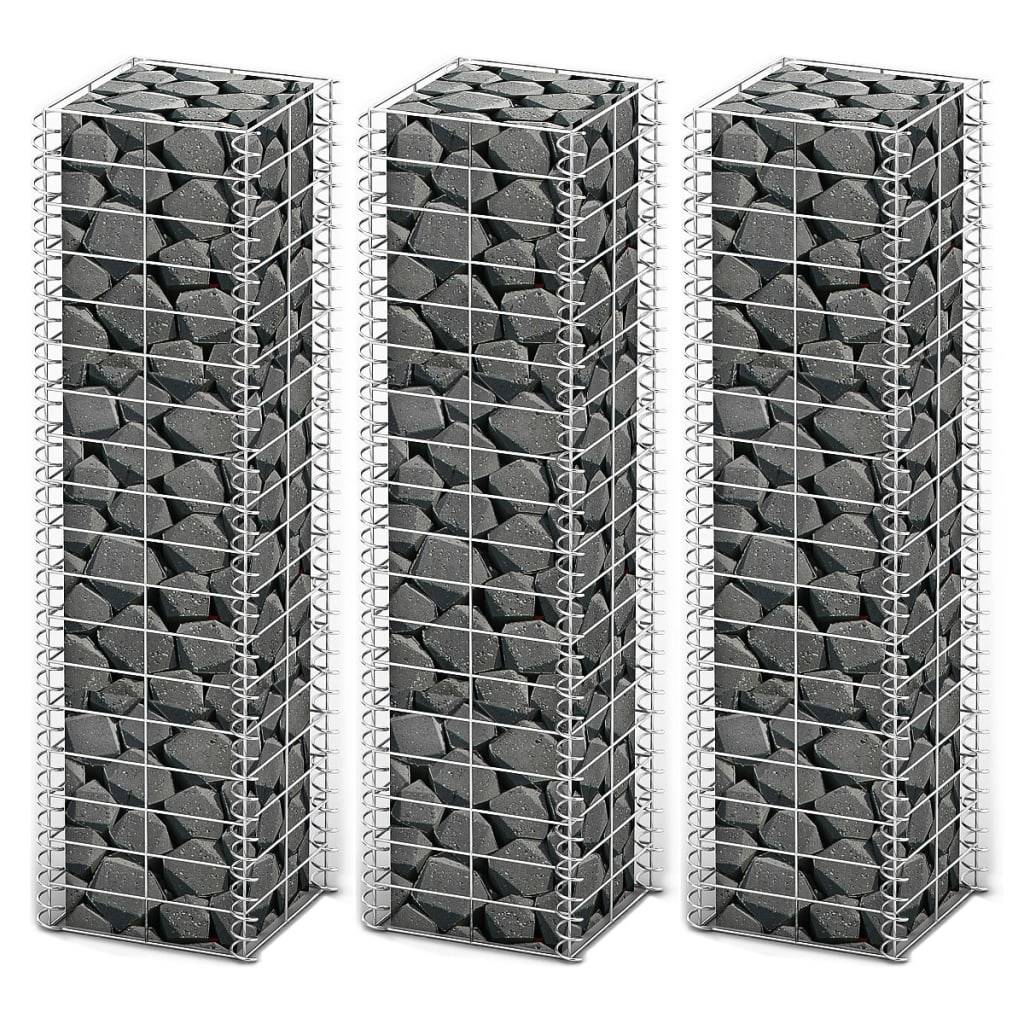 vidaXL Gabionen-Set 3-tlg. Verzinkter Draht 25×25×100 cm