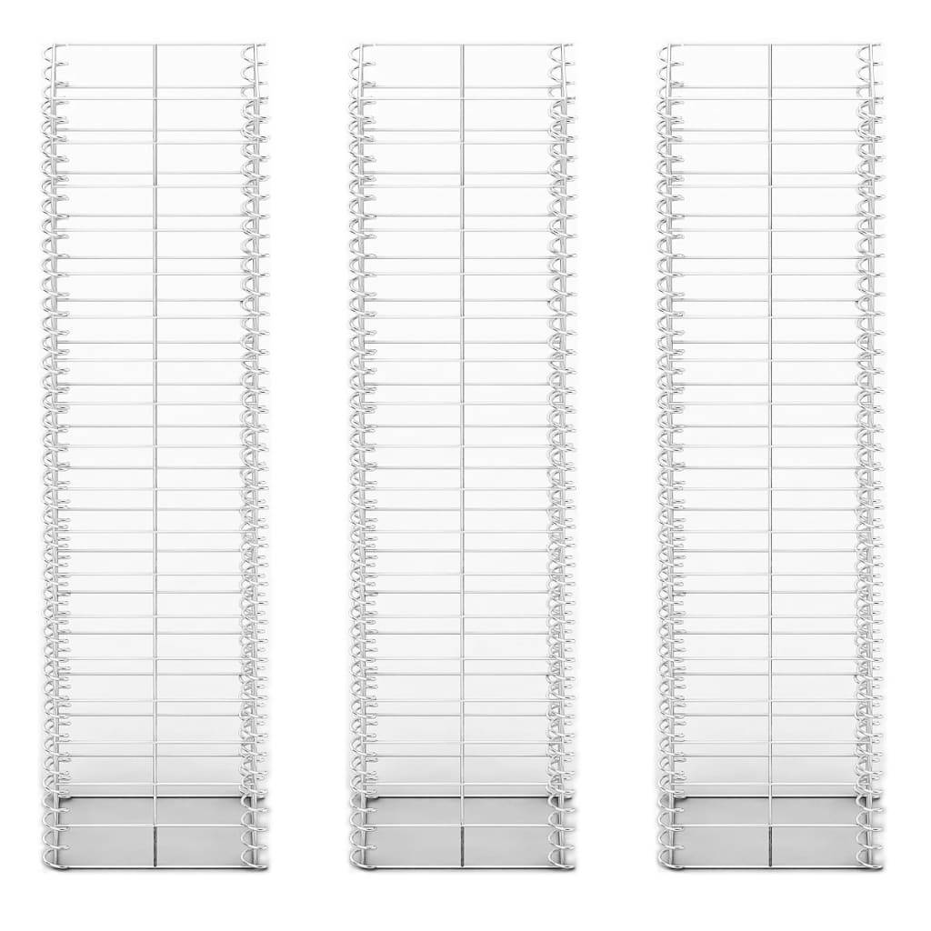 vidaXL Gabionen-Set 3-tlg. Verzinkter Draht 25×25×100 cm