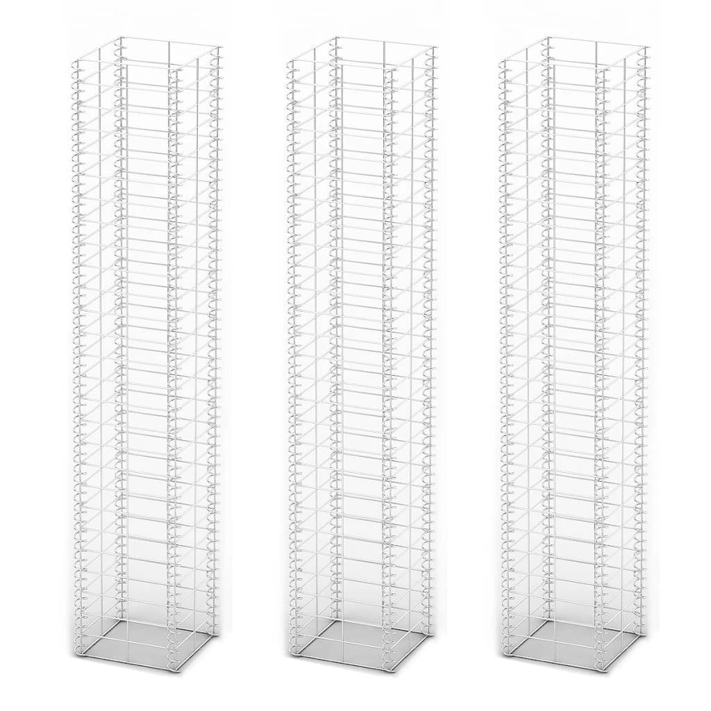 vidaXL Gabionen-Set 3-tlg. Verzinkter Draht 25×25×150 cm