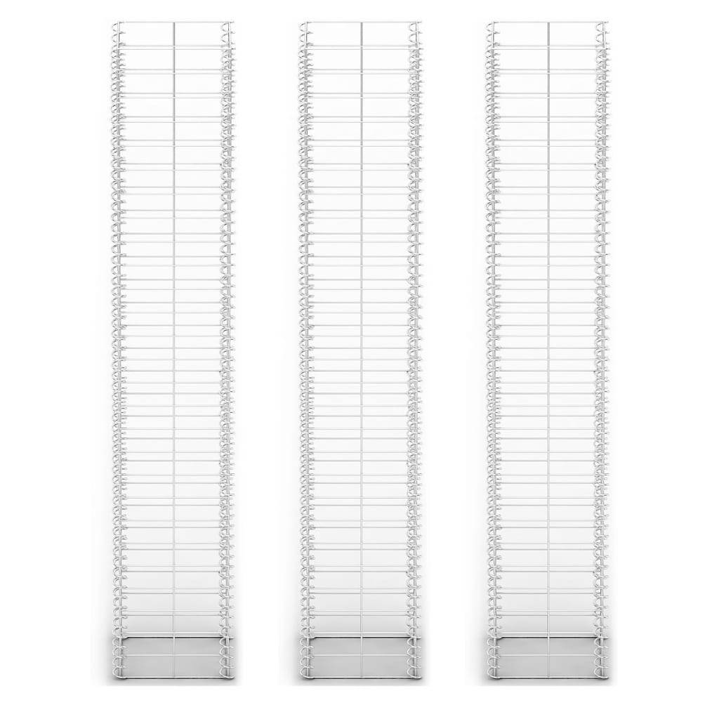 vidaXL Gabionen-Set 3-tlg. Verzinkter Draht 25×25×150 cm