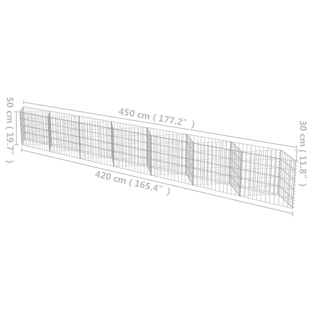 vidaXL Gabionenwand Verzinkter Stahl 450×30×50 cm