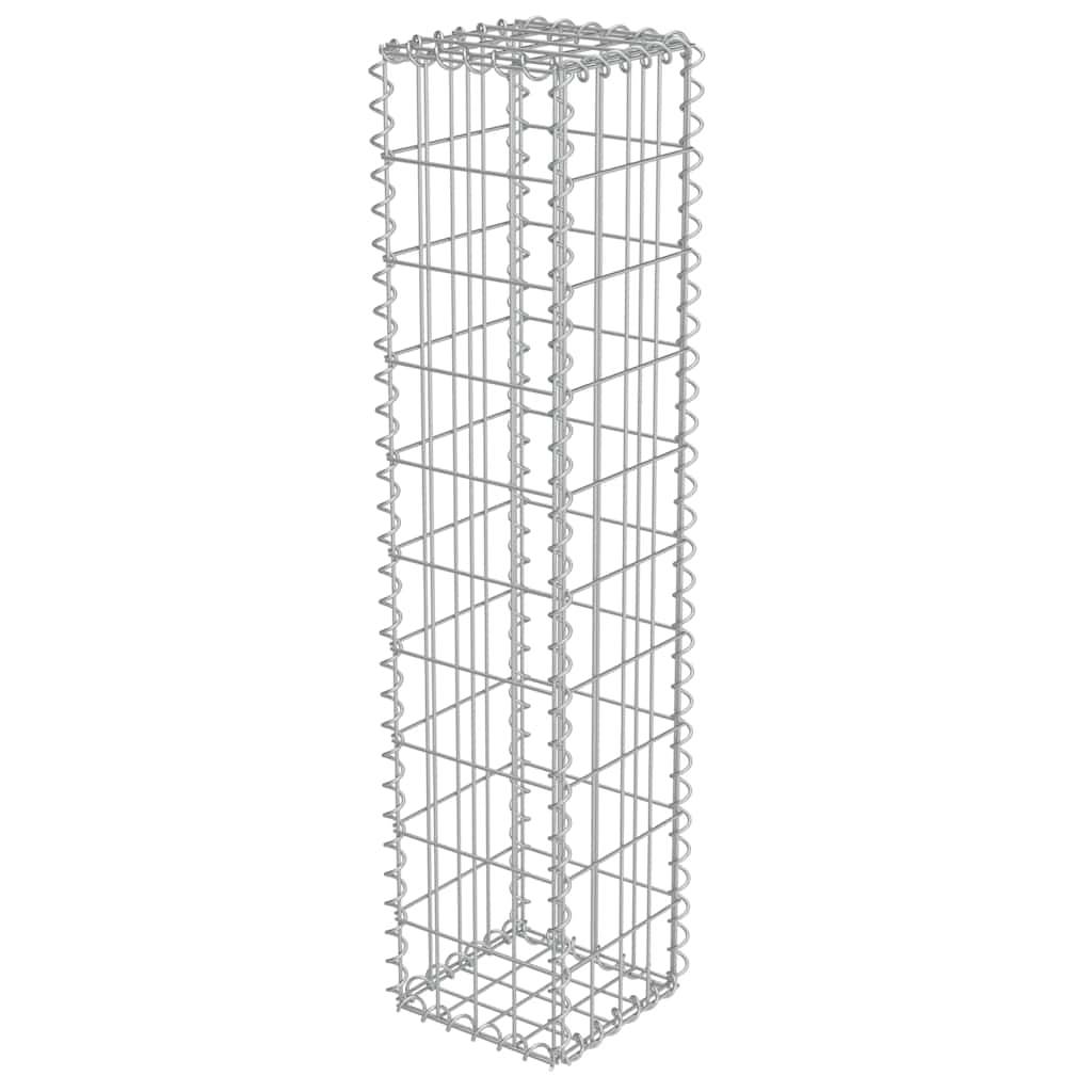 vidaXL Gabionenwand mit Abdeckung Verzinkter Stahl 20×20×100 cm