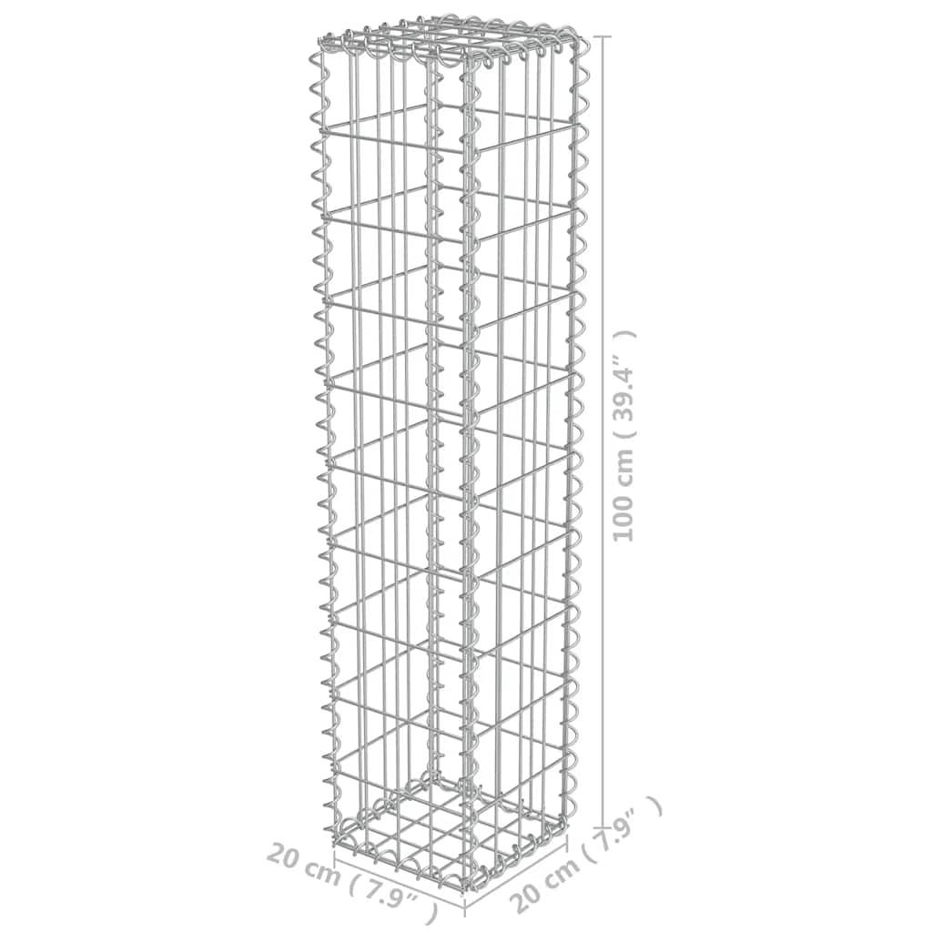 vidaXL Gabionenwand mit Abdeckung Verzinkter Stahl 20×20×100 cm